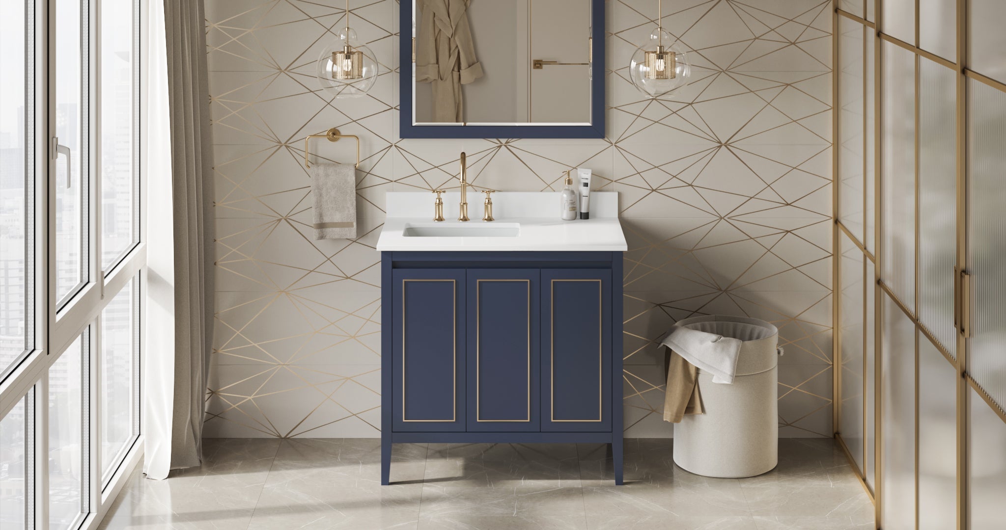 36" Percival Vanity – Left Offset – Hale Blue