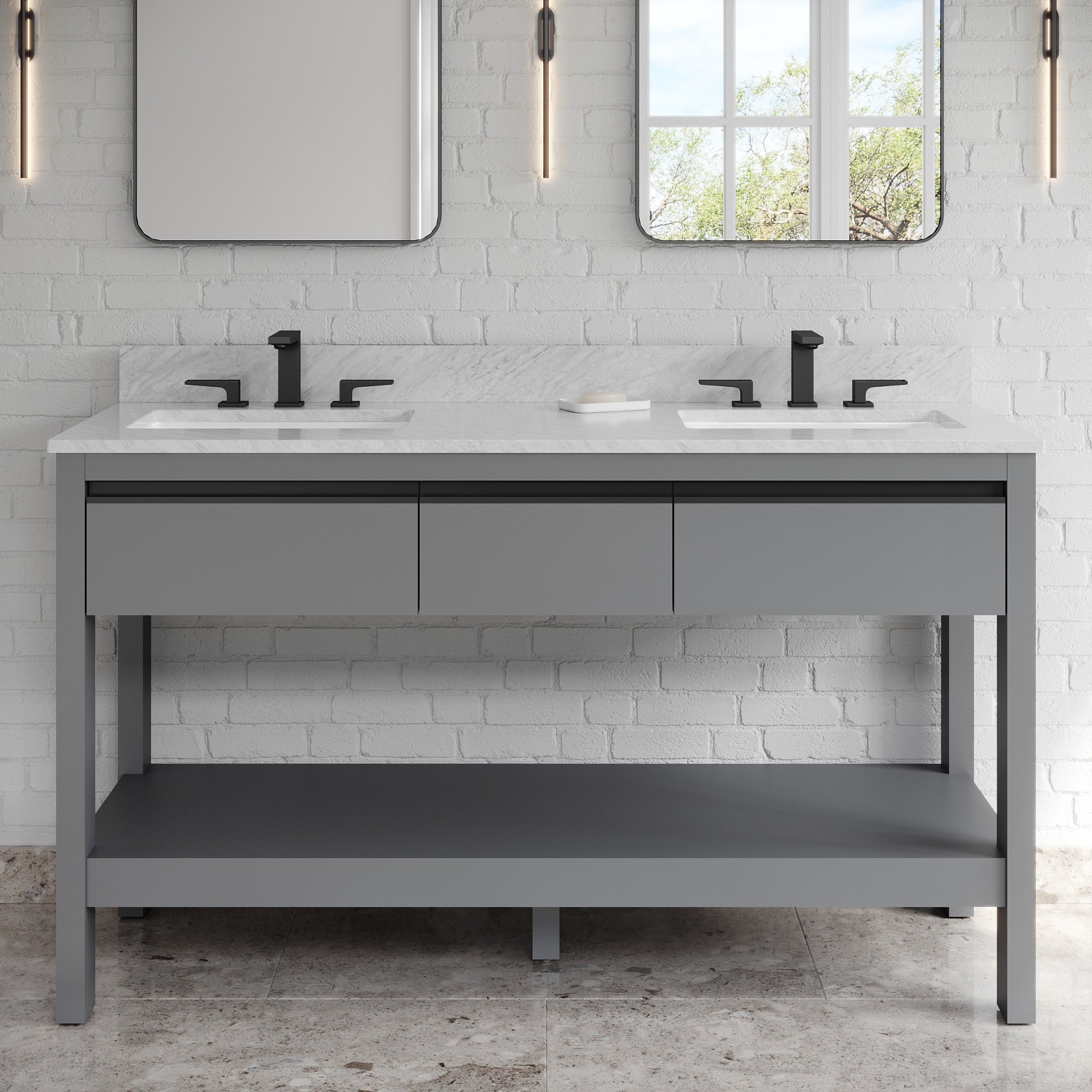 60" Jubilee Vanity – Double Bowl – Grey