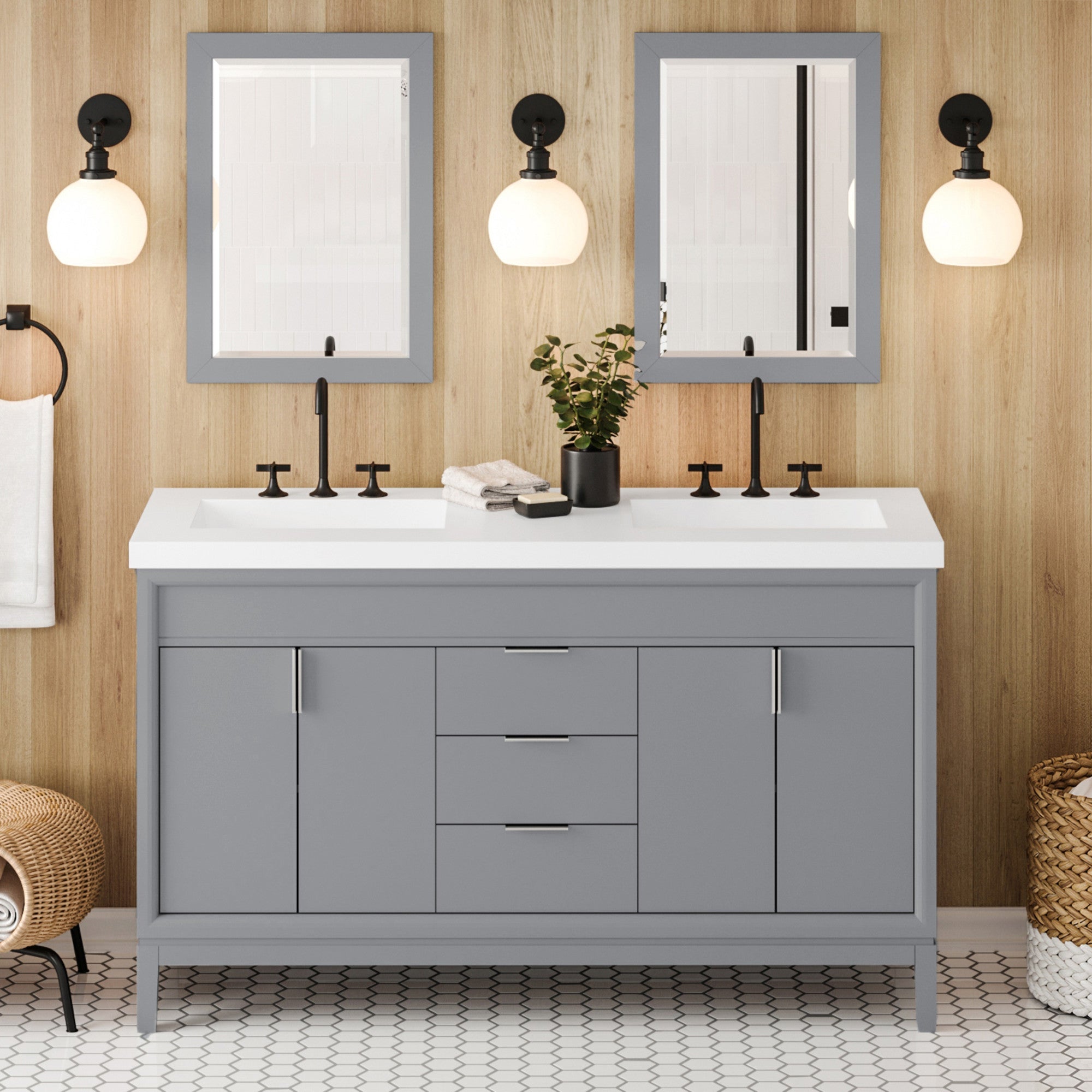 60" Theodora Vanity – Double Bowl – Grey