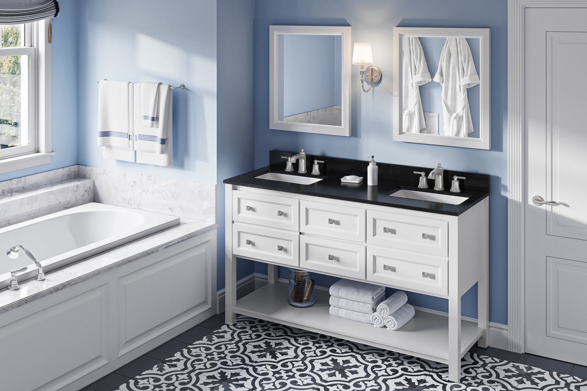 60" Adler Vanity – Double Bowl – White
