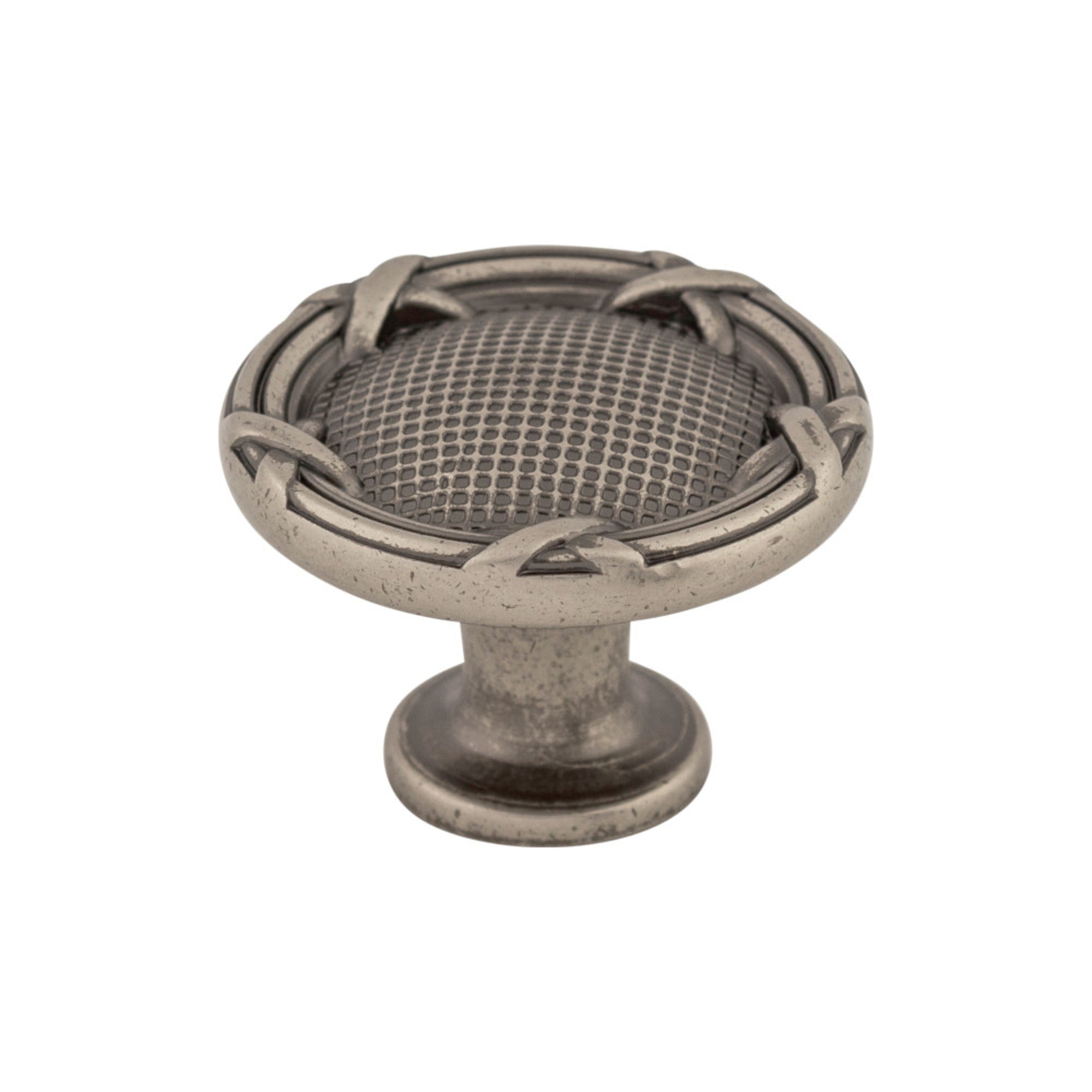 Ribbon & Reed Round Knob - Pewter Antique