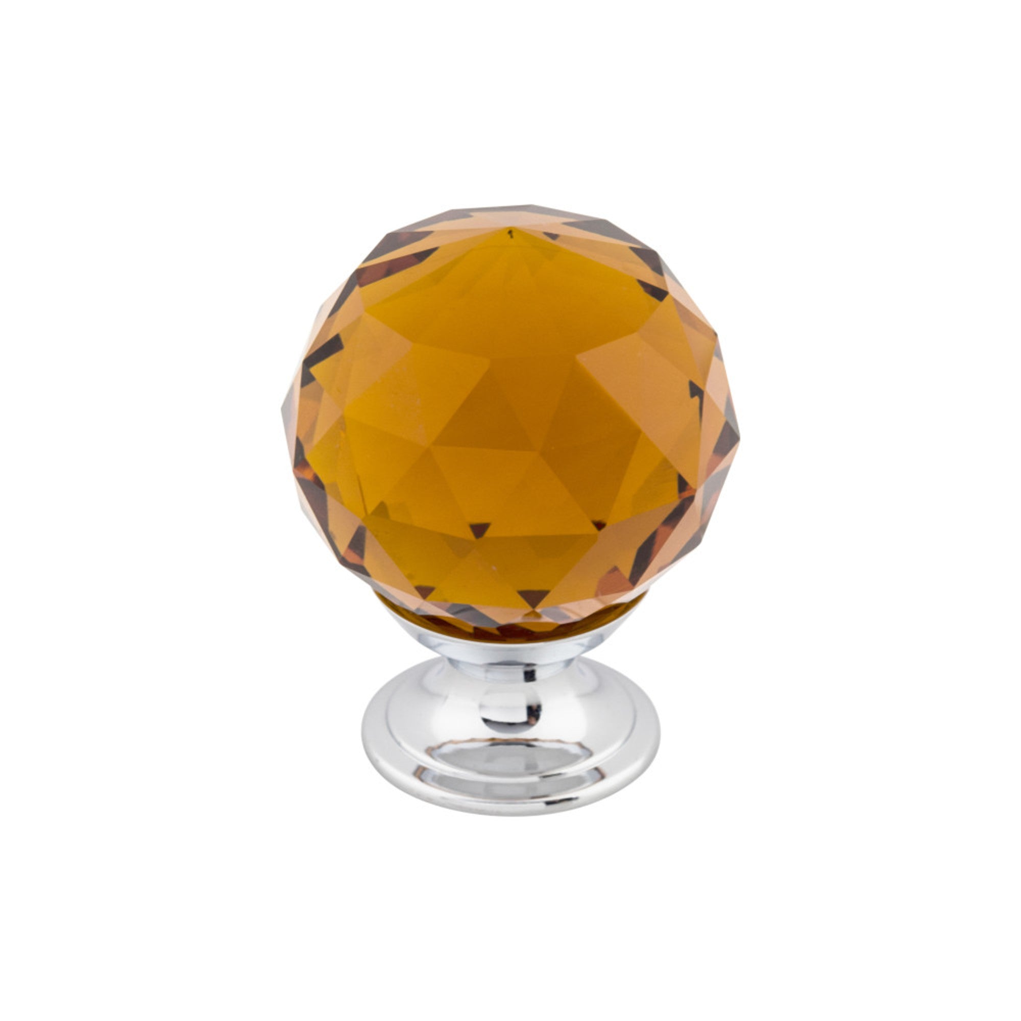 Wine Crystal Round Knob - Polished Chrome
