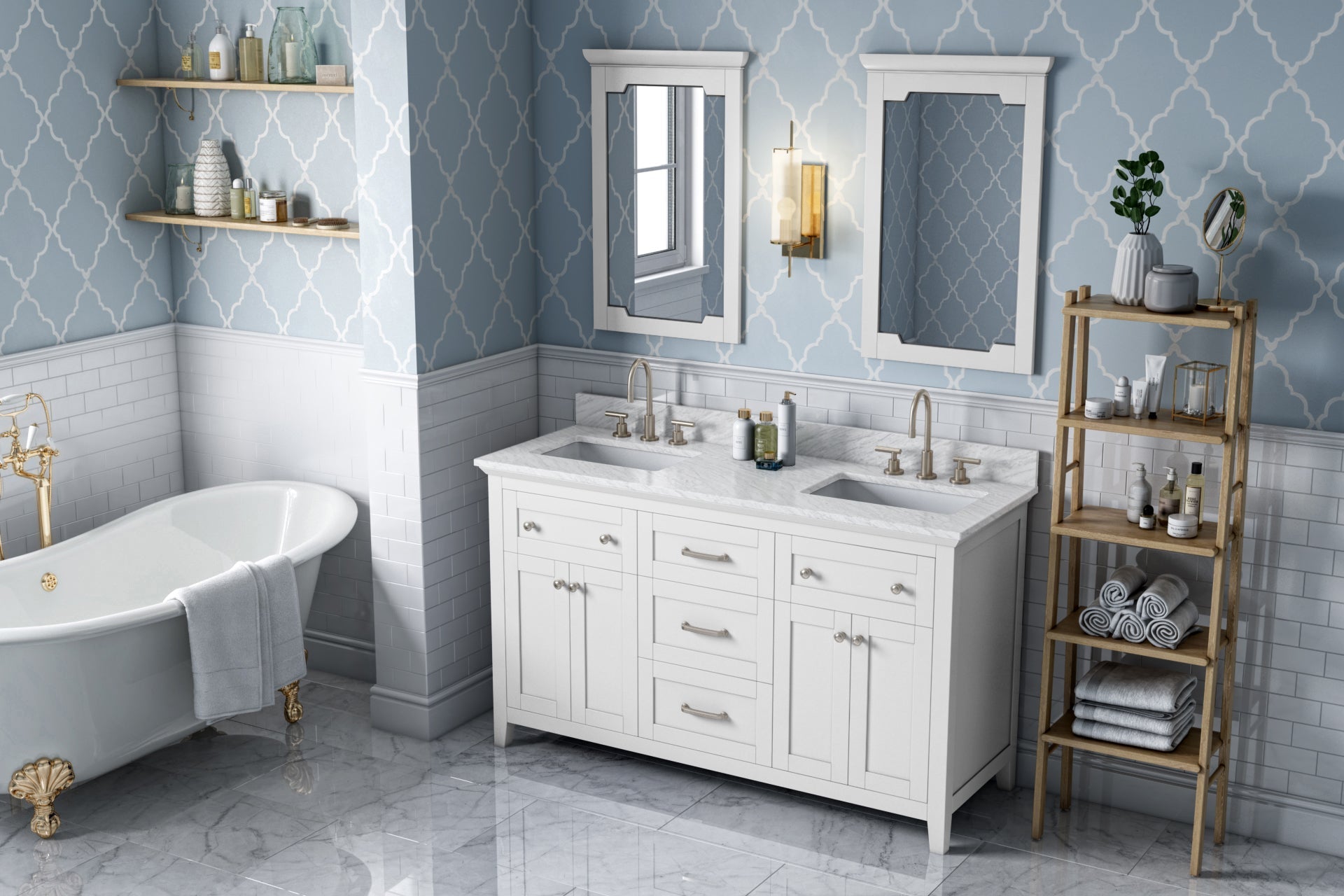 60" Chatham Vanity – Double Bowl – White