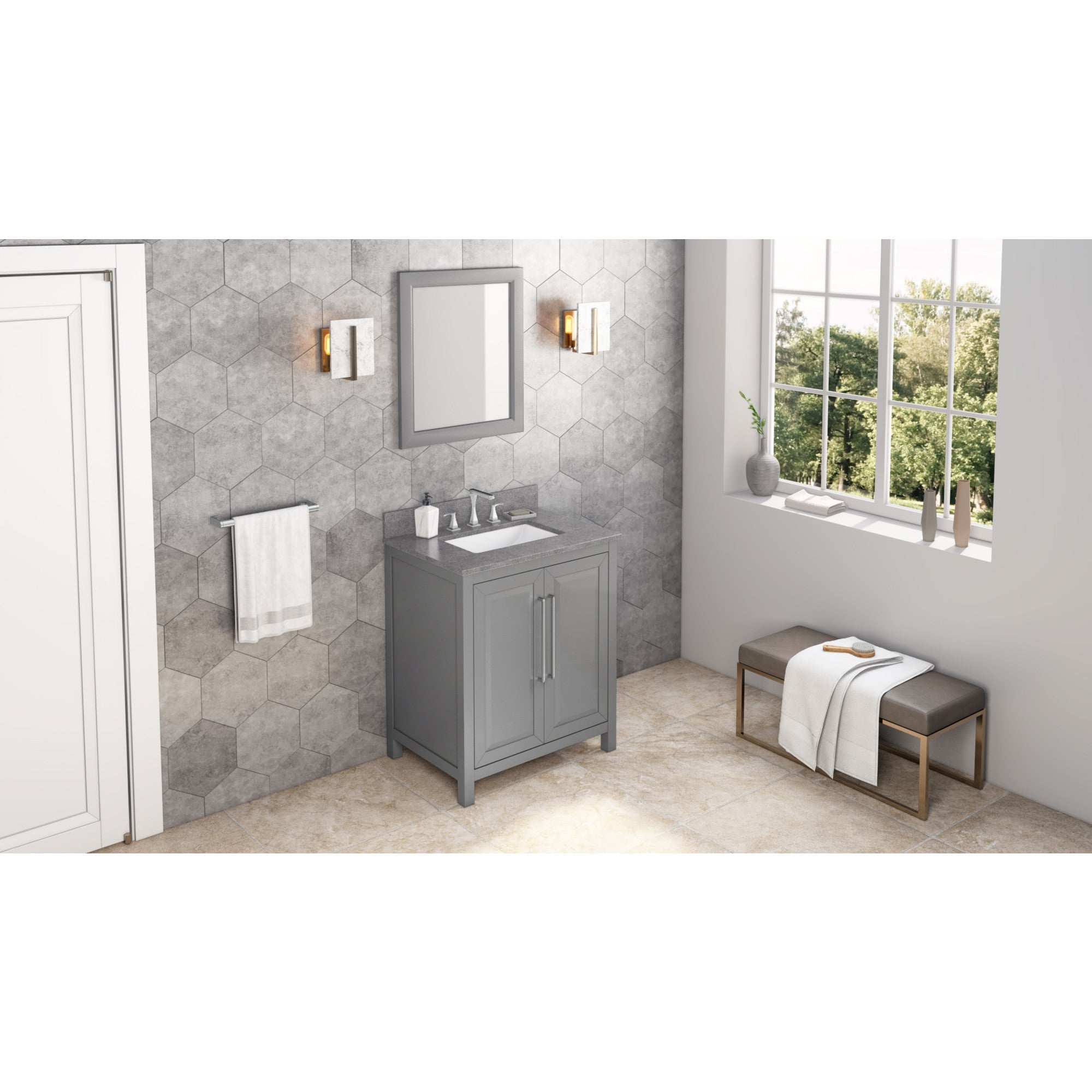 30" Cade Vanity - Grey - Steel Grey Cultured Marble