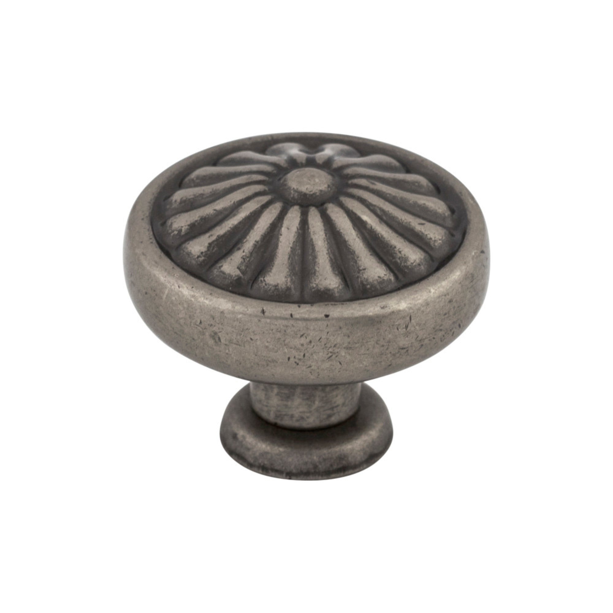 Flower Round Knob - Pewter Antique