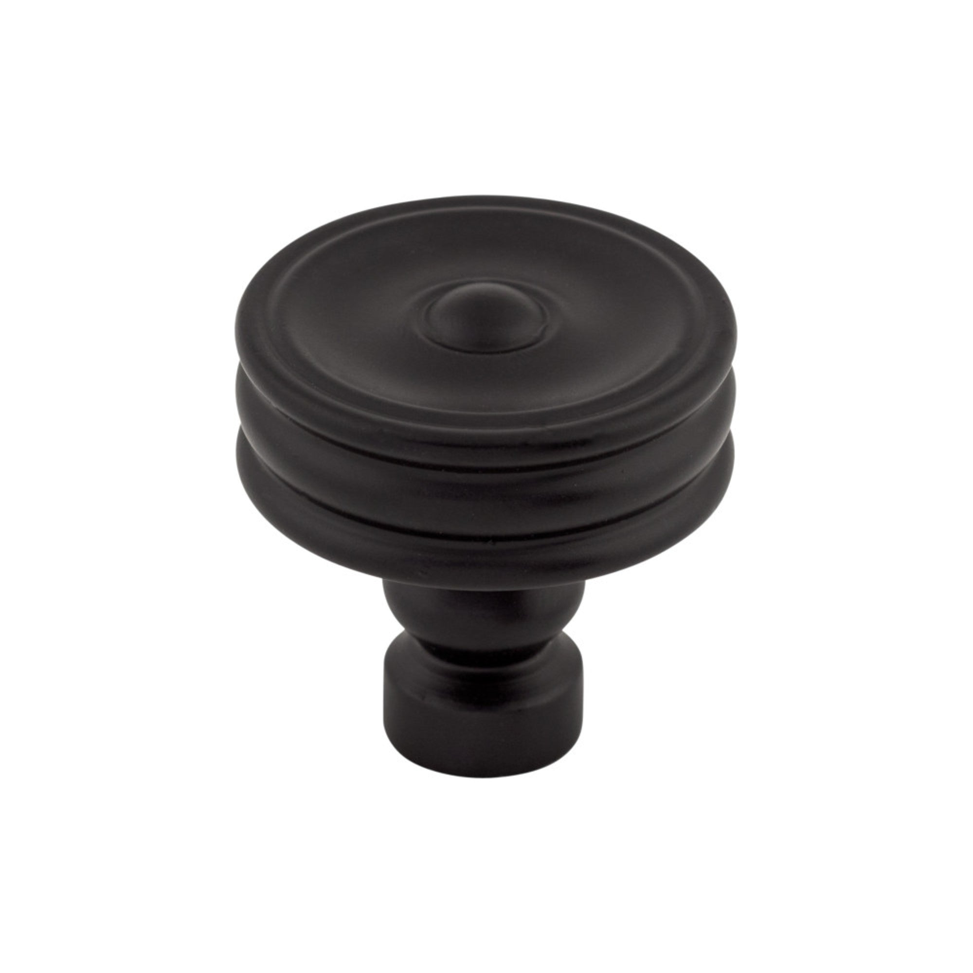 Brixton Ridged Round Knob - Flat Black