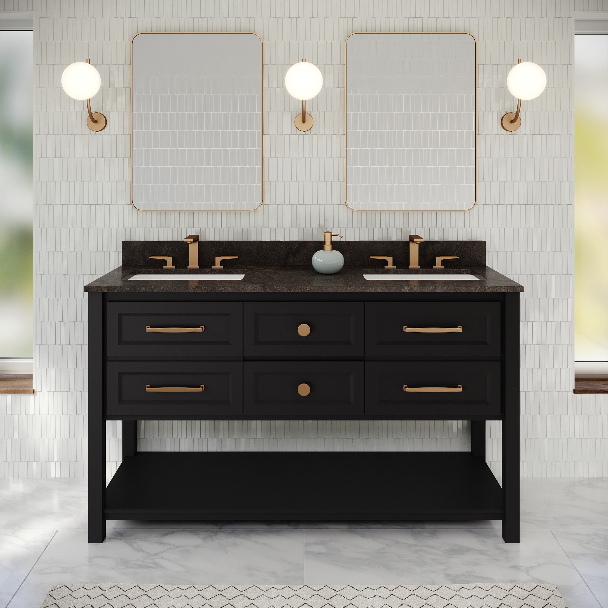 60" Kipling Vanity – Double Bowl – Blue Steel