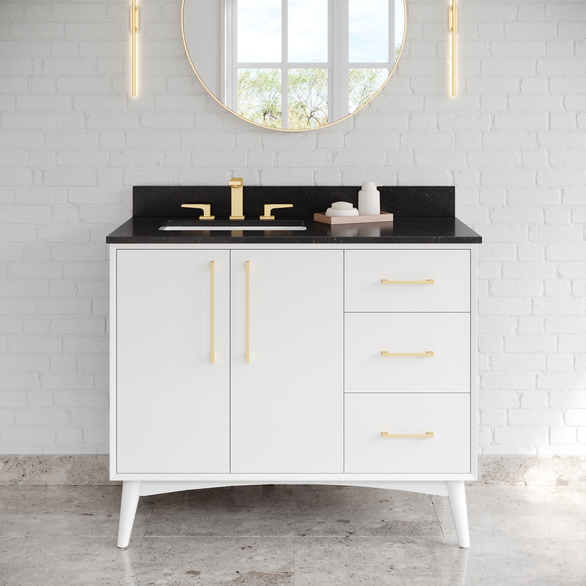 42" Dashwood Vanity – Left Offset – White