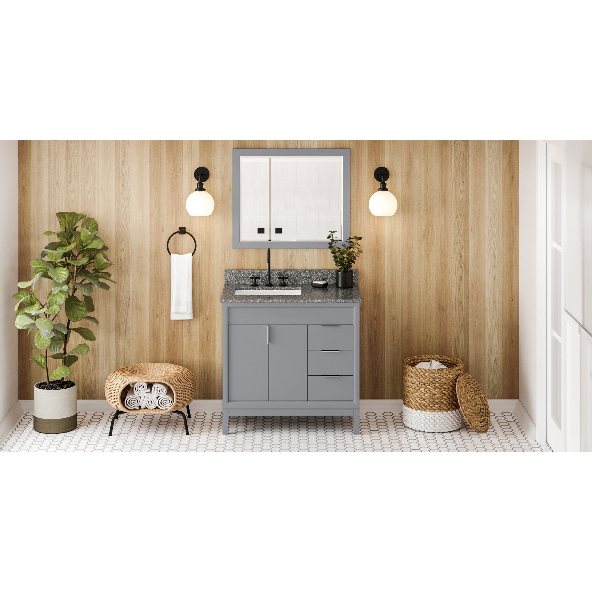 36" Theodora Vanity – Left Offset – Grey