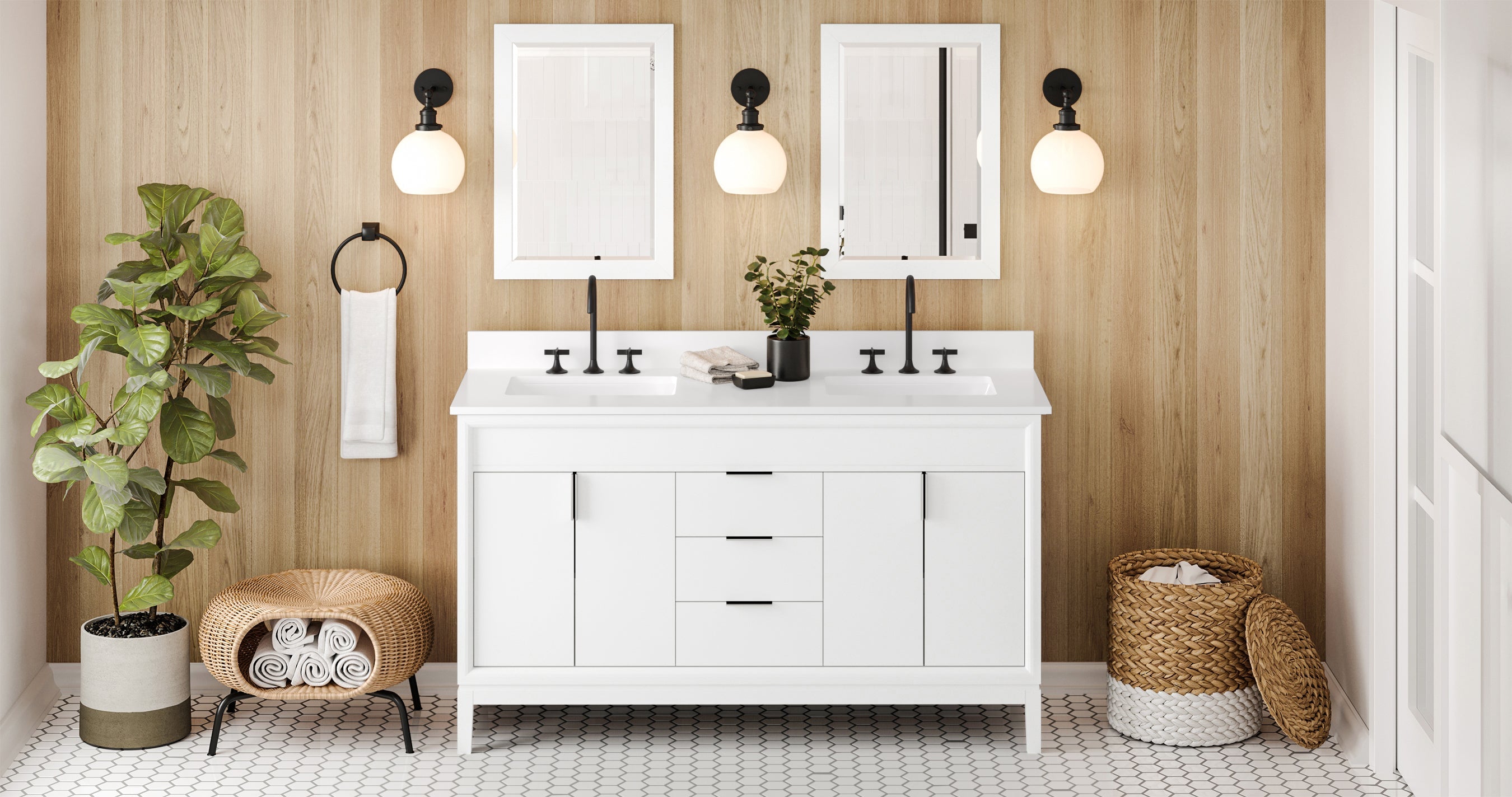 60" Theodora Vanity – Double Bowl – White
