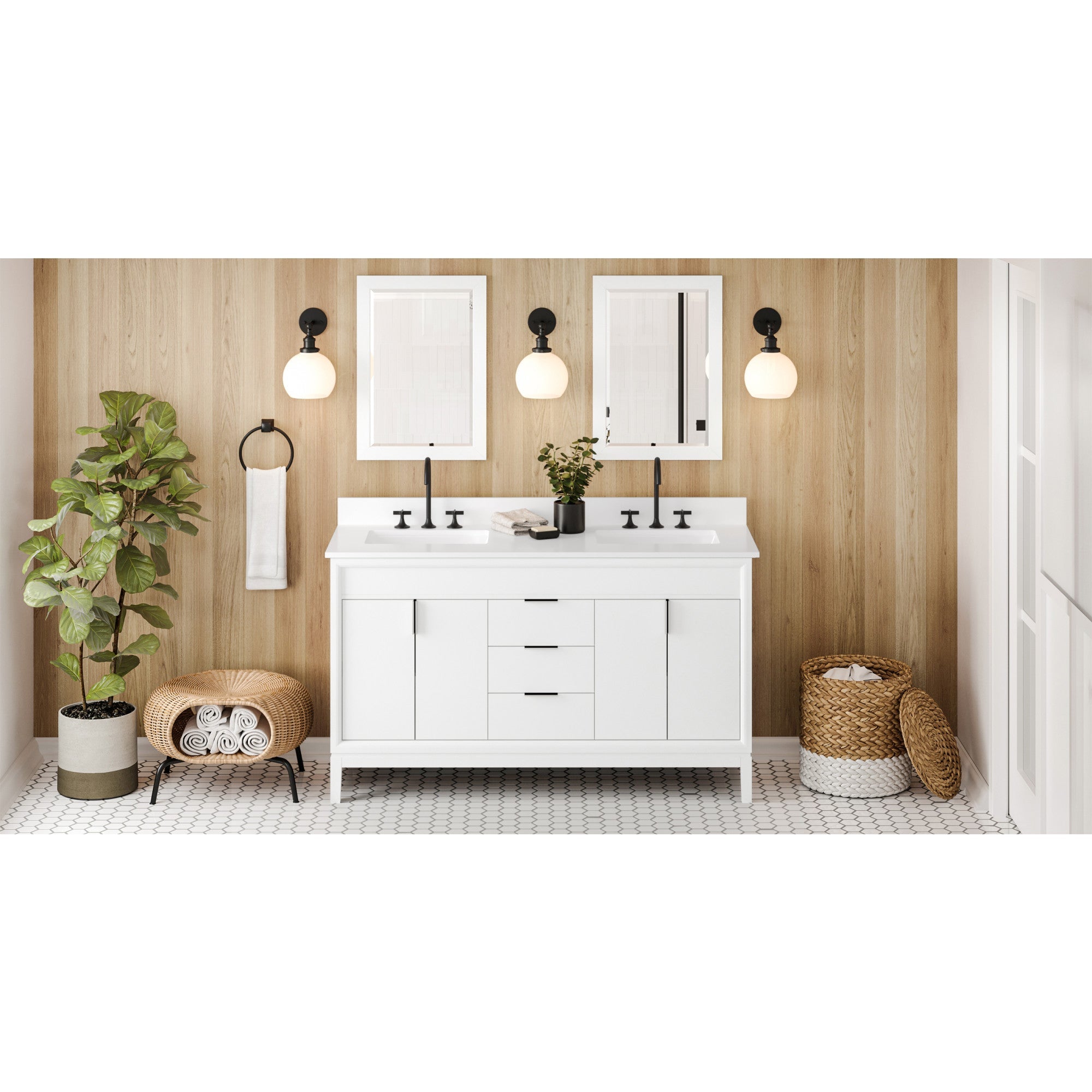 60" Theodora Vanity – Double Bowl – White