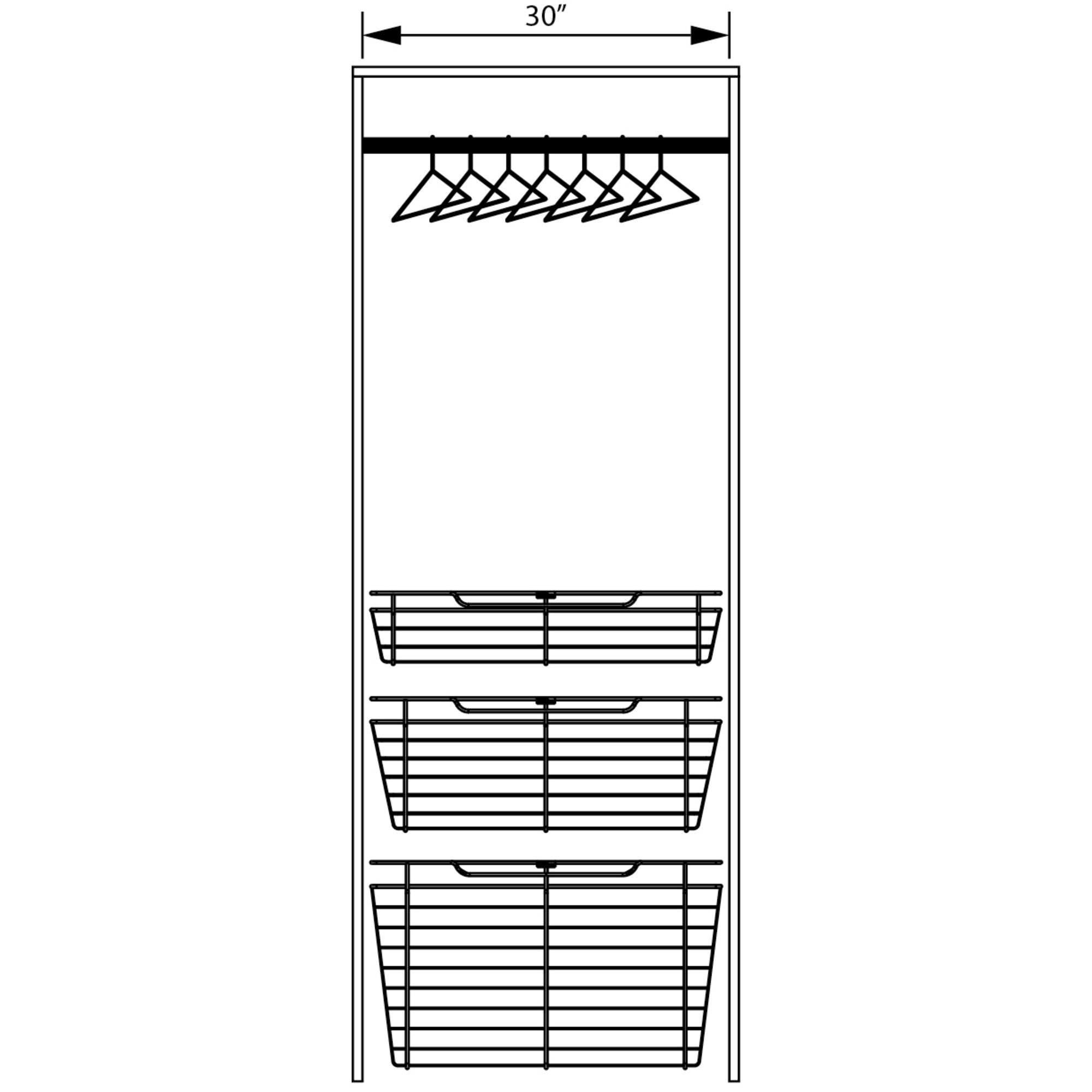 Dark Bronze Closet Pullout Basket with Slides 14"D x 29"W x 6"H