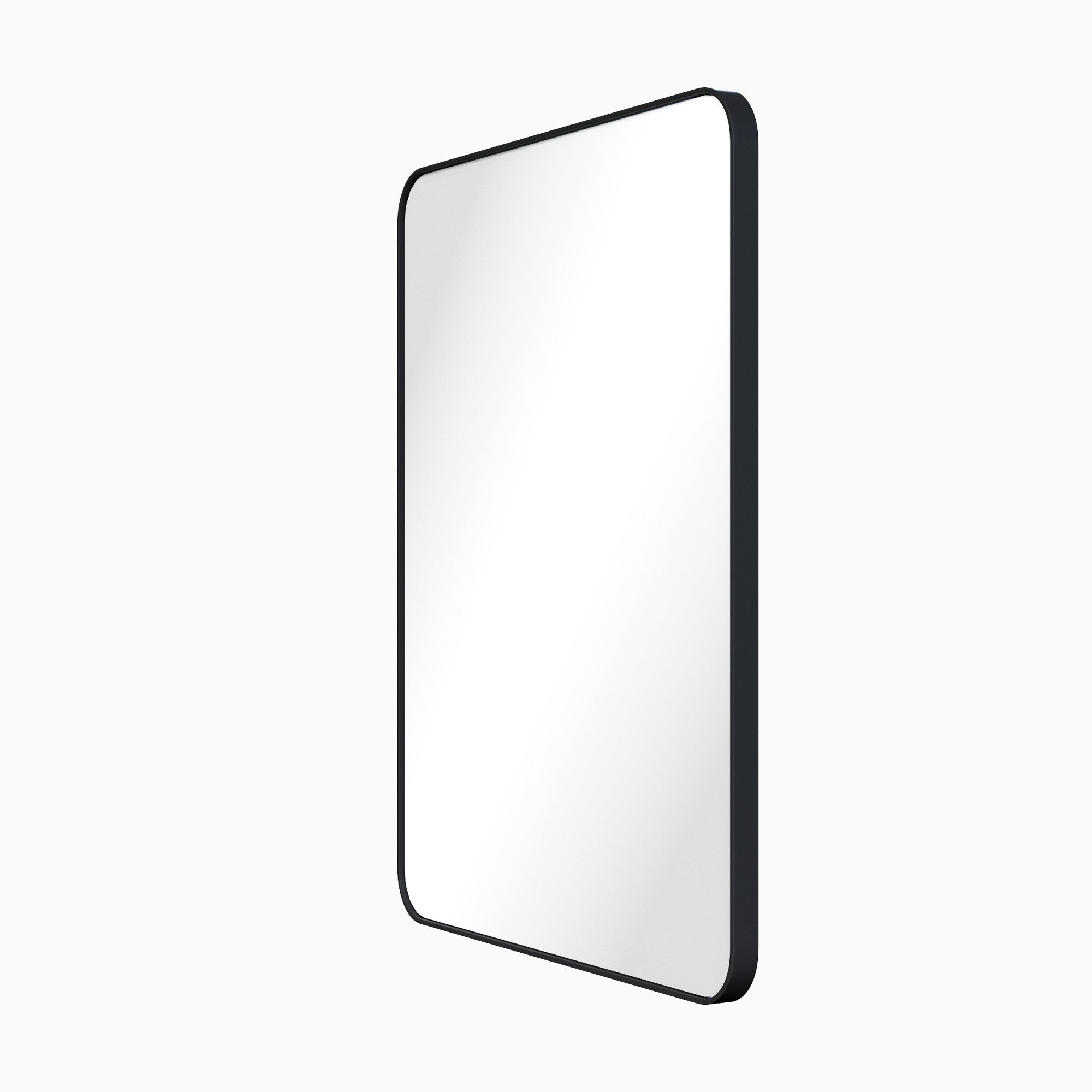24" W x 1" D x 30" H Matte Black Rounded Rectangle Metal Frame Mirror