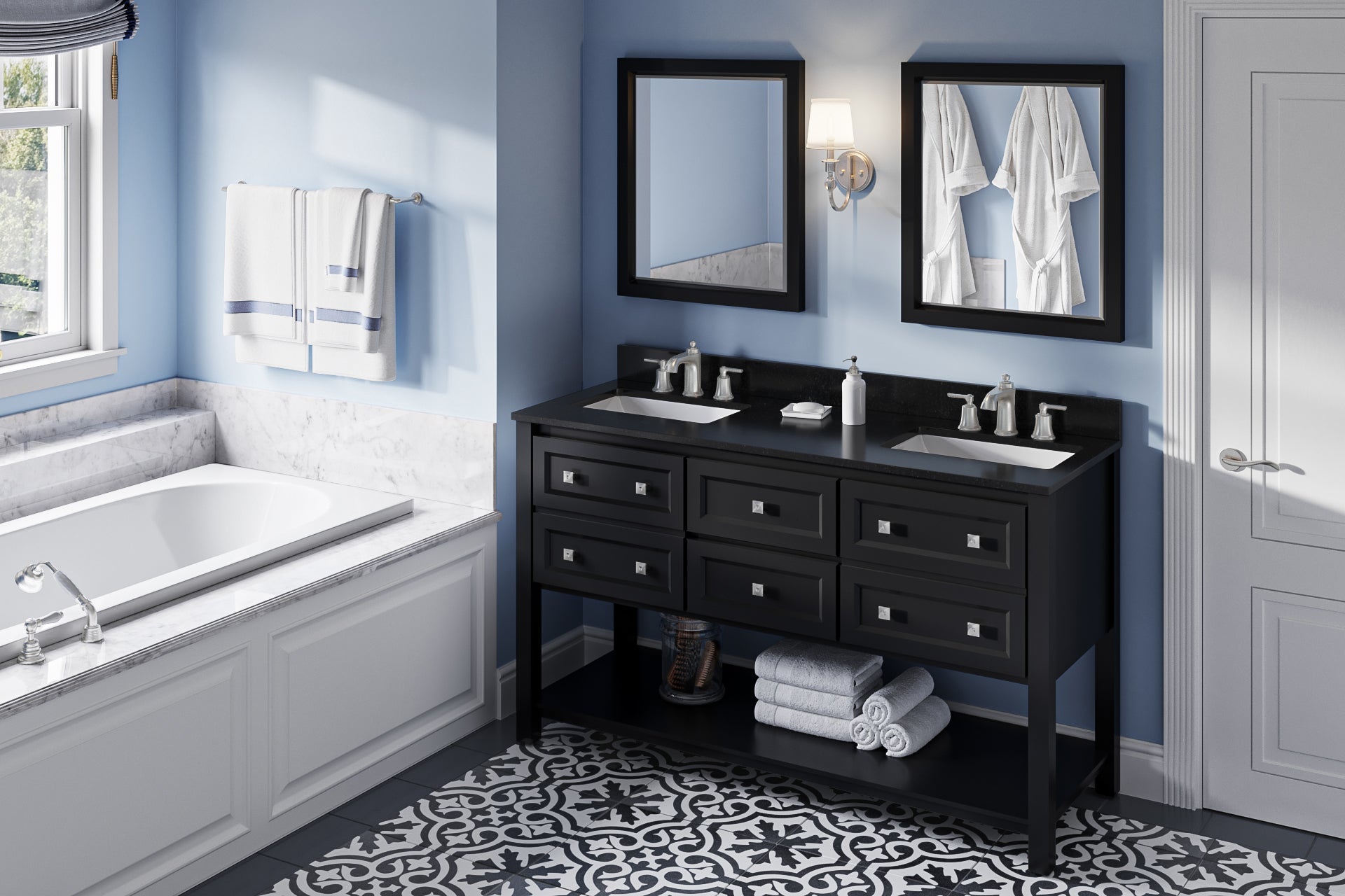 60" Adler Vanity – Double Bowl – Black