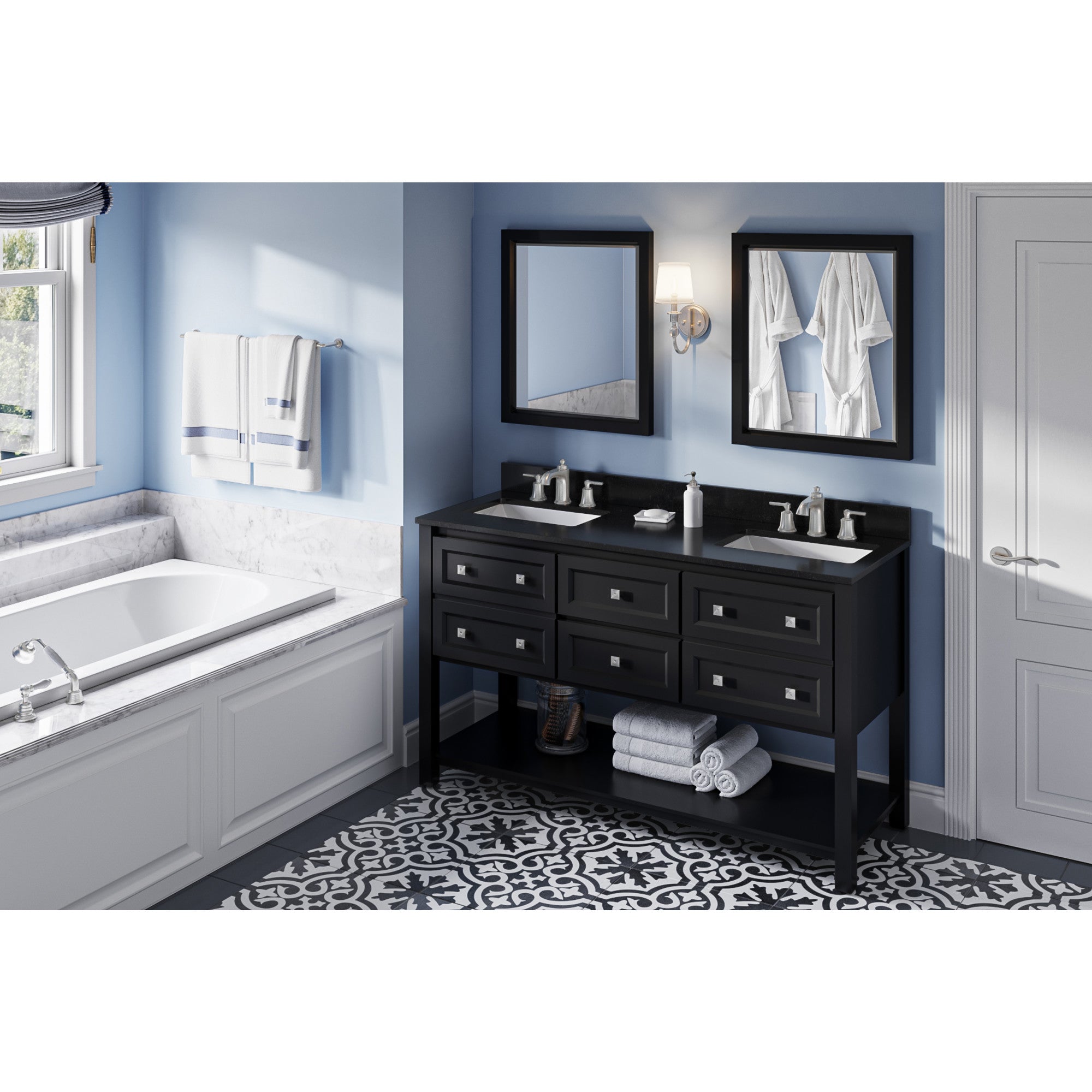 60" Adler Vanity – Double Bowl – Black