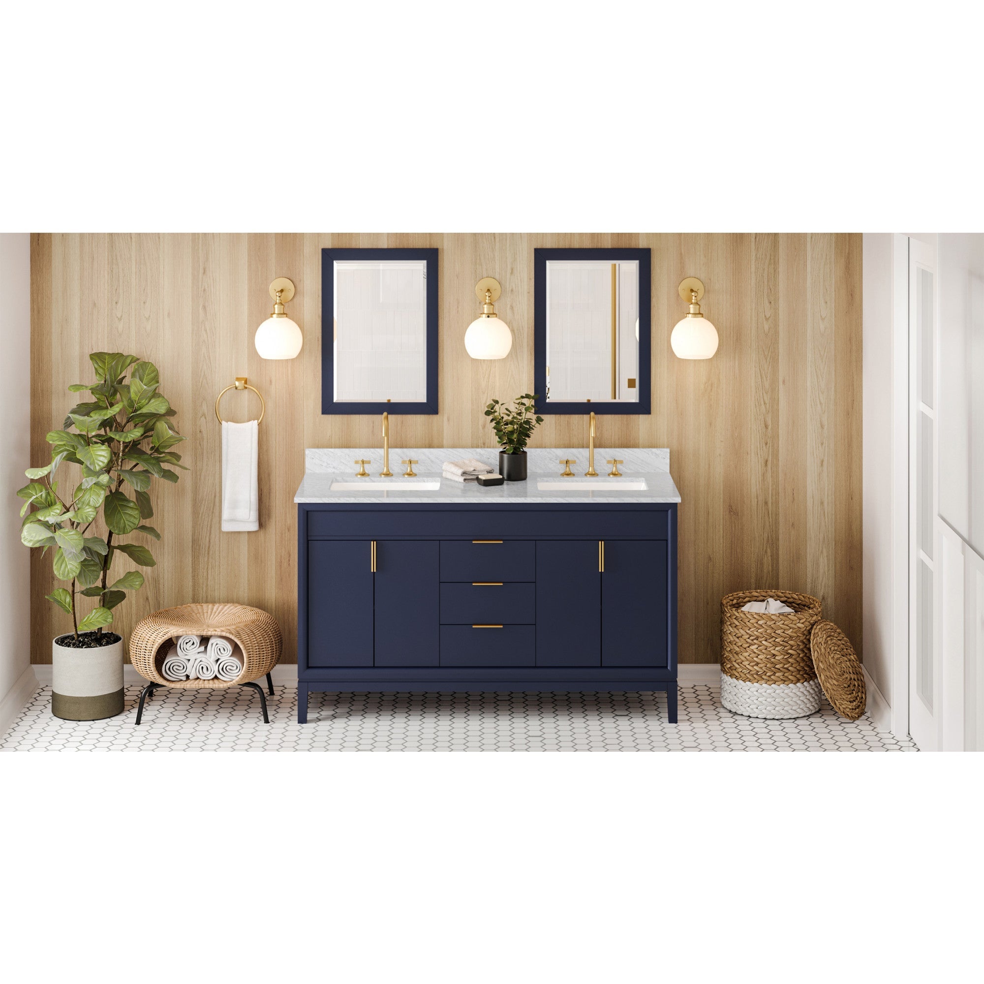 60" Theodora Vanity – Double Bowl – Hale Blue