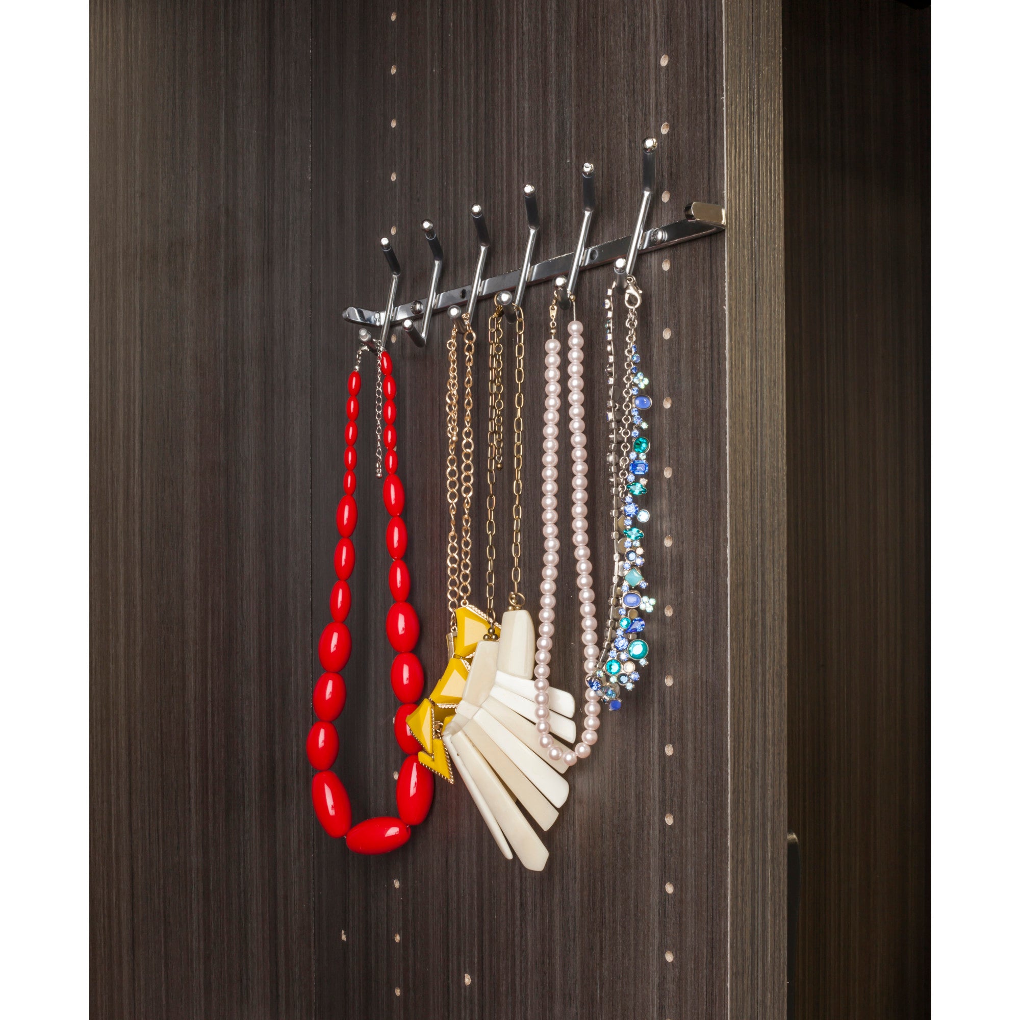 Polished Chrome Screw-Mount Tie Rack