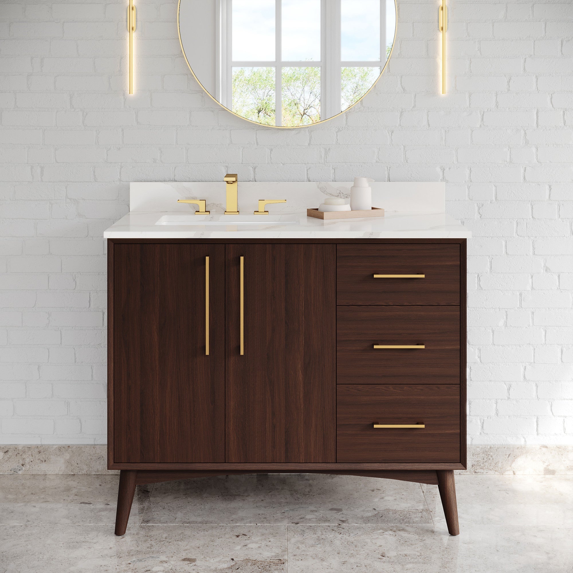 42" Dashwood Vanity – Left Offset – Dark Walnut