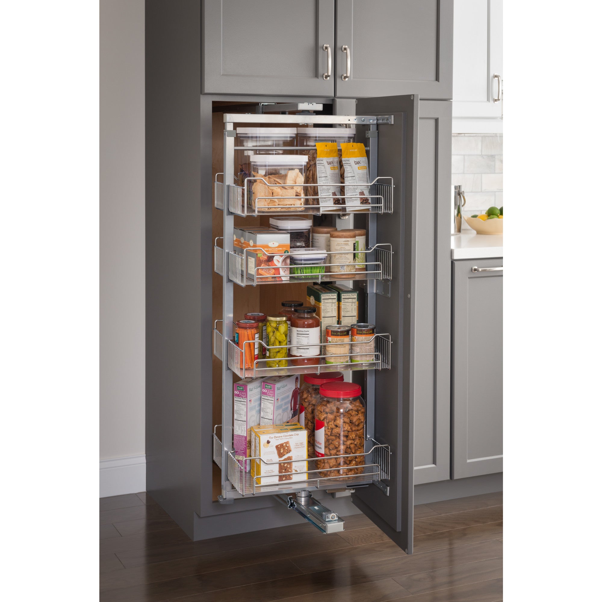 12" Wide 86" Tall Chrome Wire Soft-close Pantry Swingout
