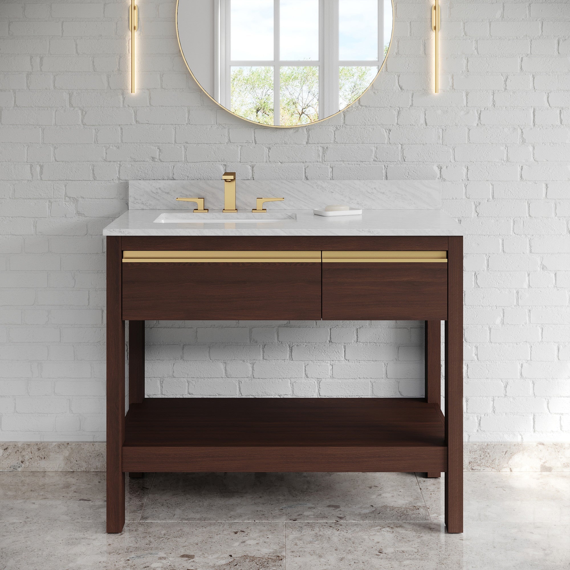 42" Jubilee Vanity – Left Offset – Dark Walnut