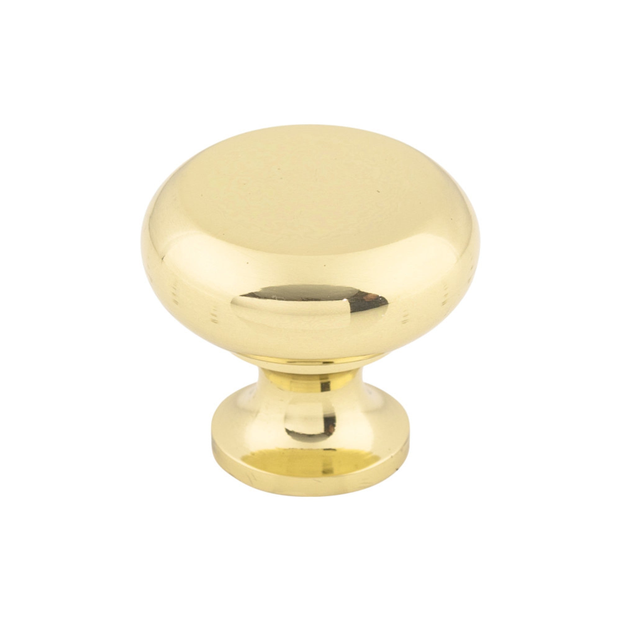 Flat Faced Round Knob - Polished Brass