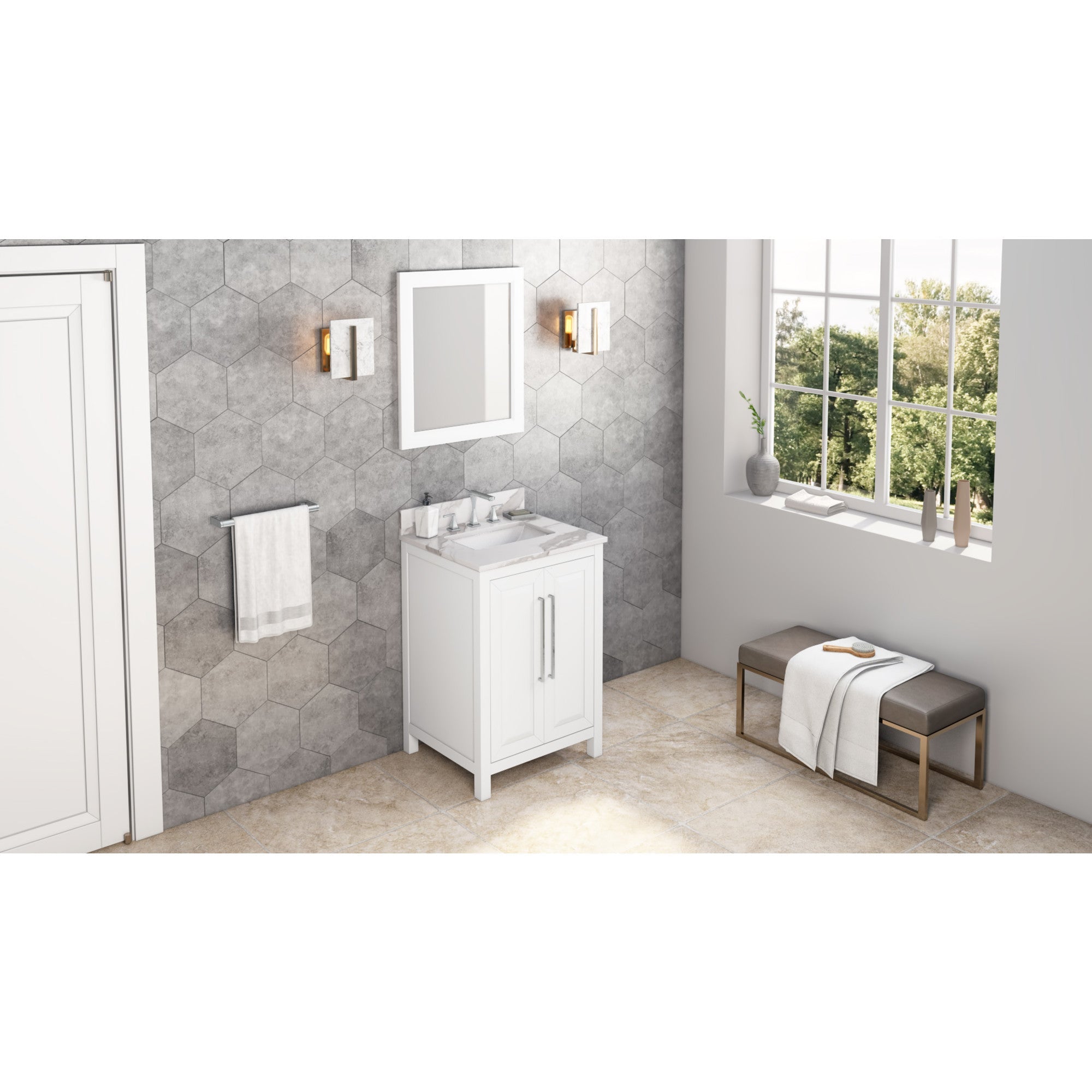 24" Cade Vanity - White - Calacatta Vienna Quartz