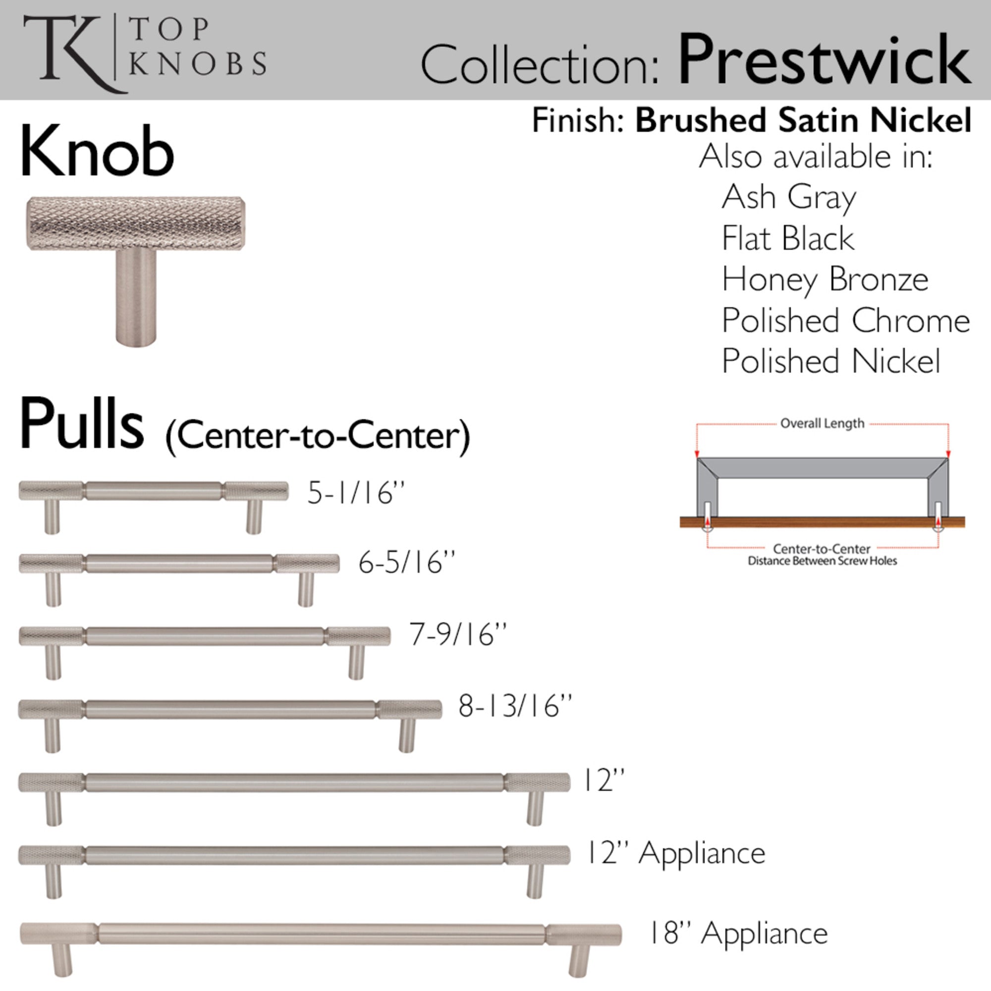 Prestwick 2" Length Bar Knob - Brushed Satin Nickel