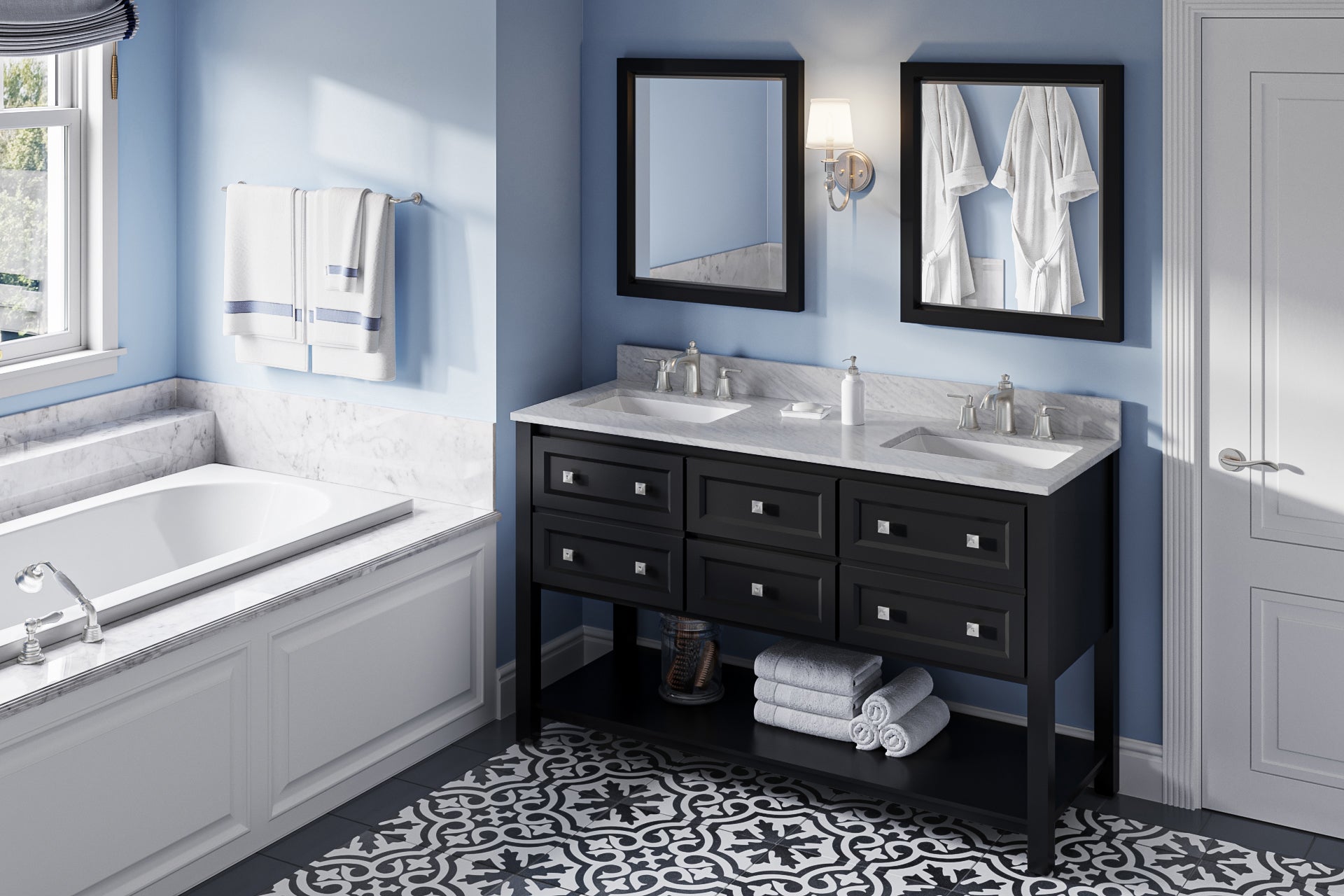 60" Adler Vanity – Double Bowl – Black