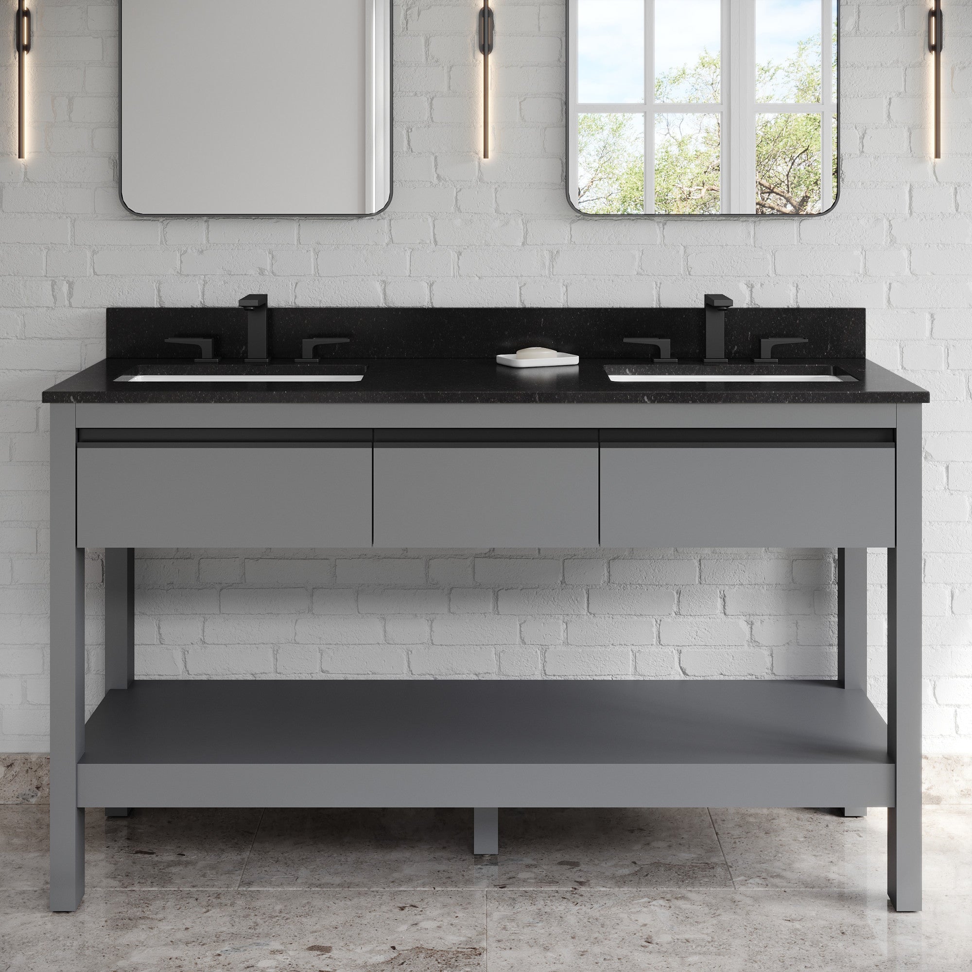 60" Jubilee Vanity – Double Bowl – Grey