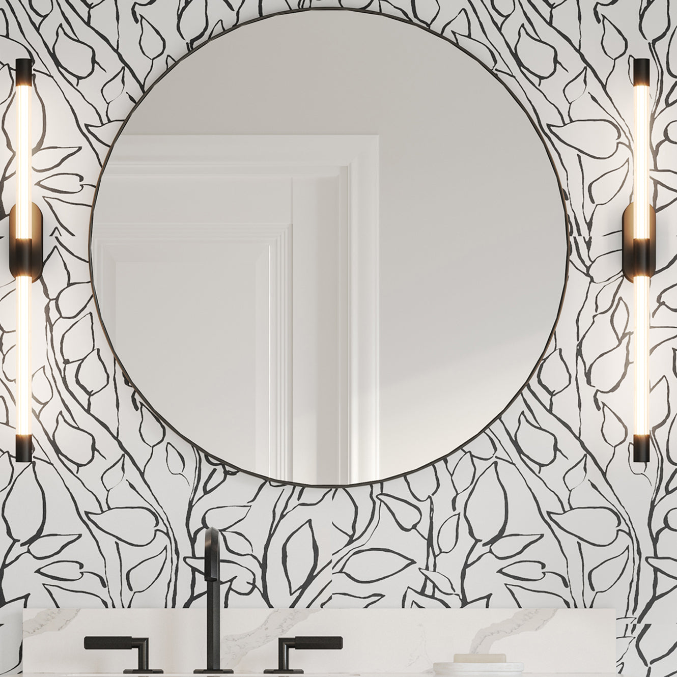 30" x 1" Matte Black Circular Metal Frame mirror