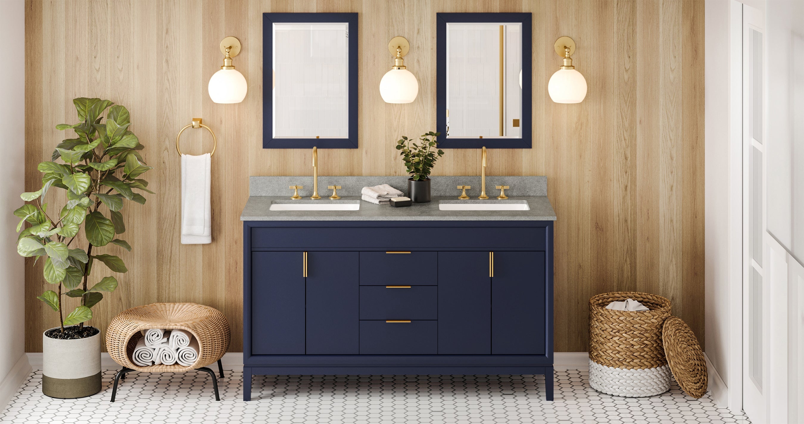 60" Theodora Vanity – Double Bowl – Hale Blue