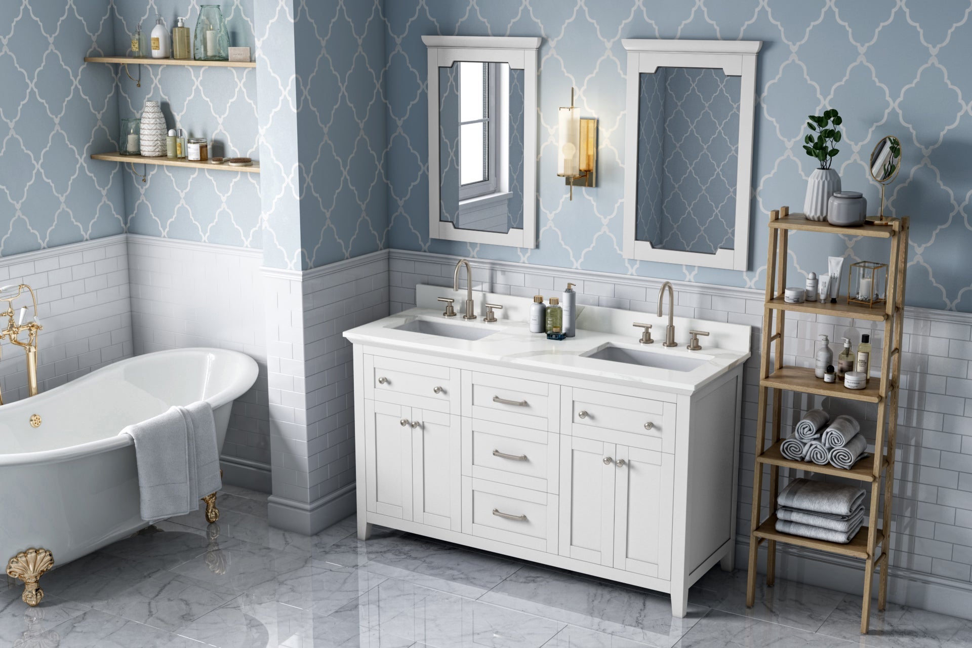 60" Chatham Vanity – Double Bowl – White
