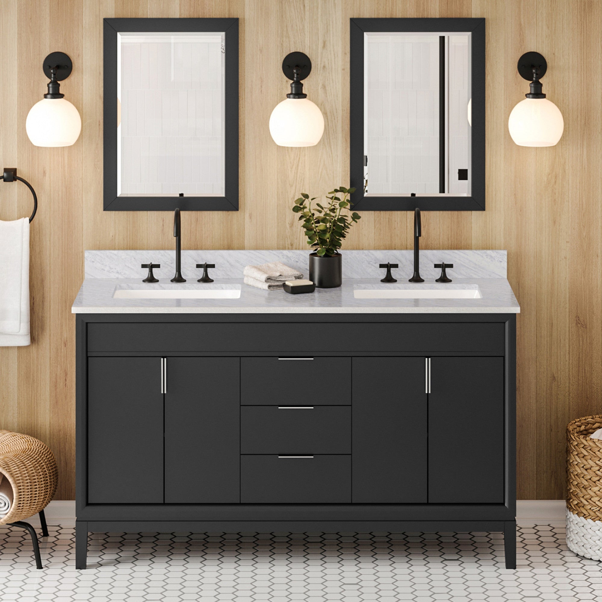 60" Theodora Vanity – Double Bowl – Black