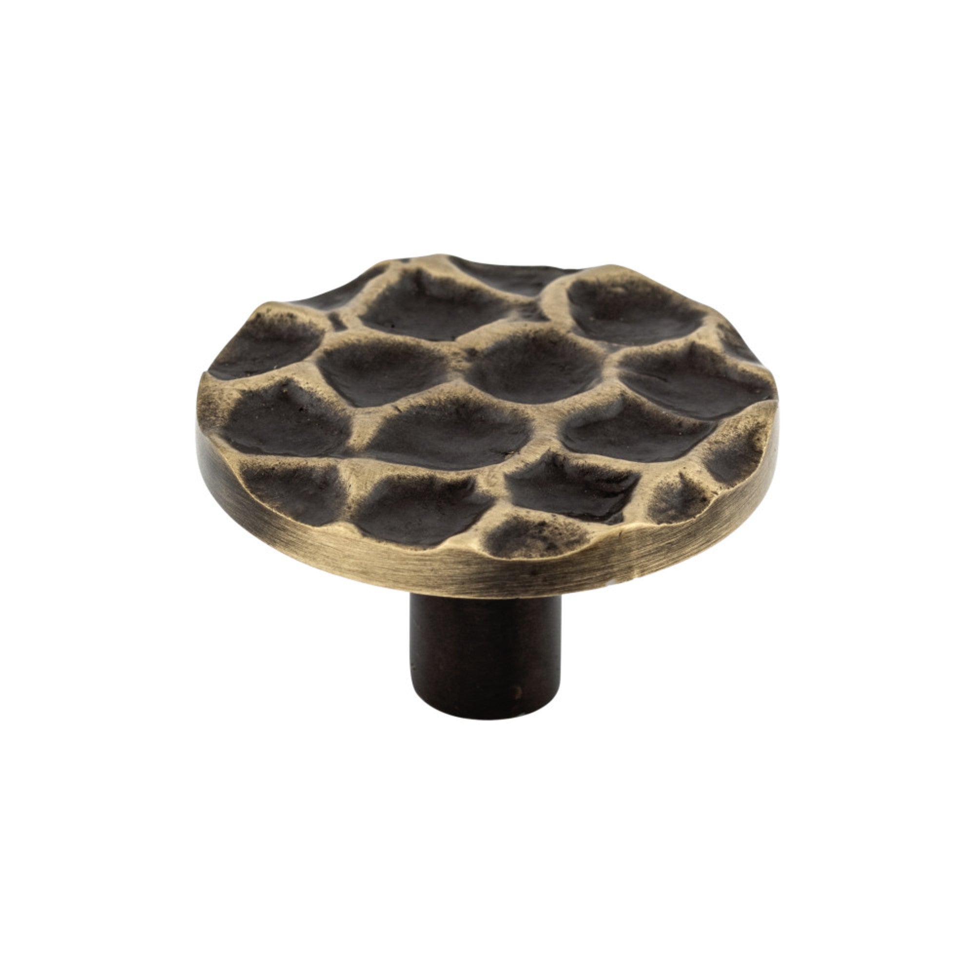 Cobblestone 1 15/16" Diameter Round Knob - Brass Antique
