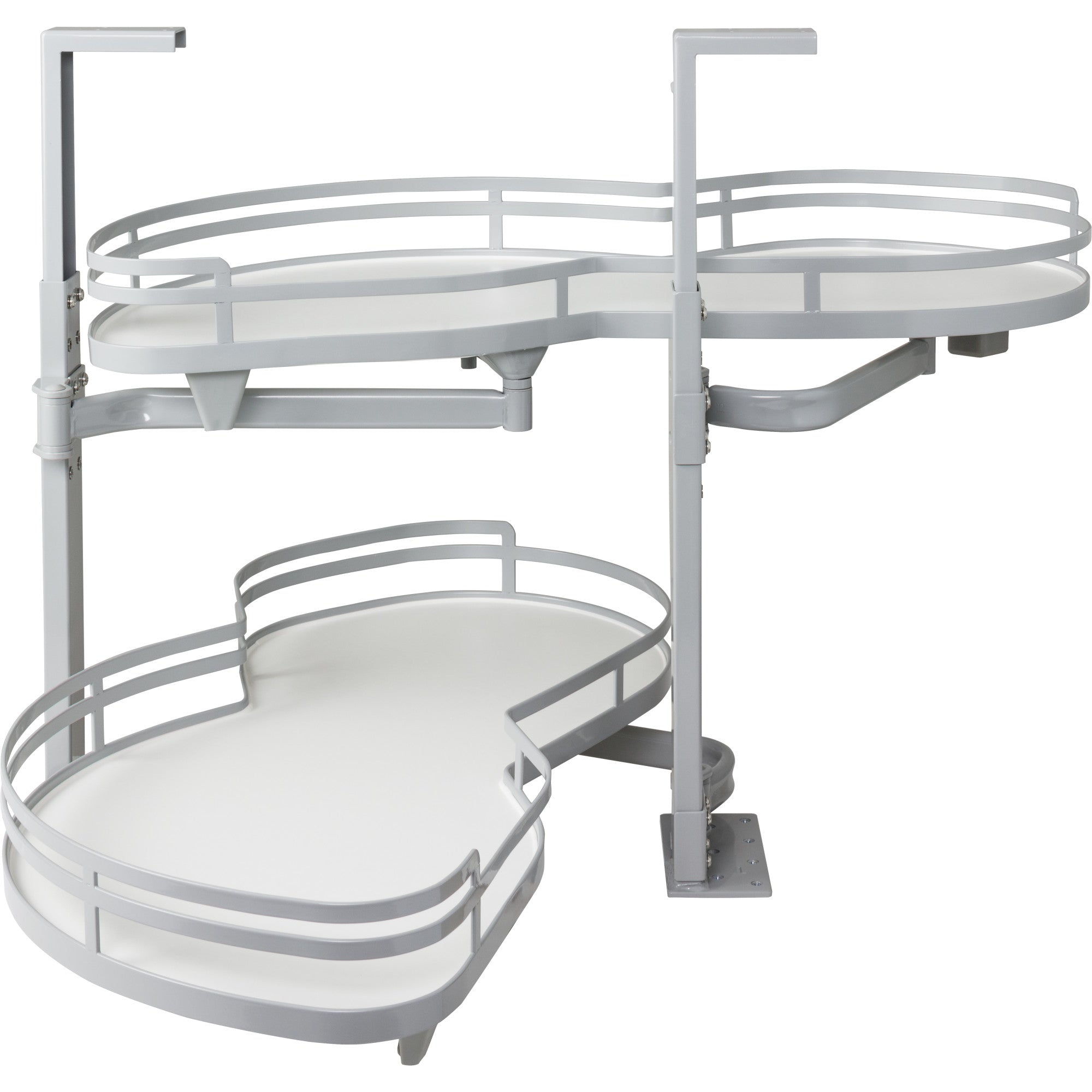 21" Polished Chrome and White Blind Corner Swingout for Openings on the Left of the Blind