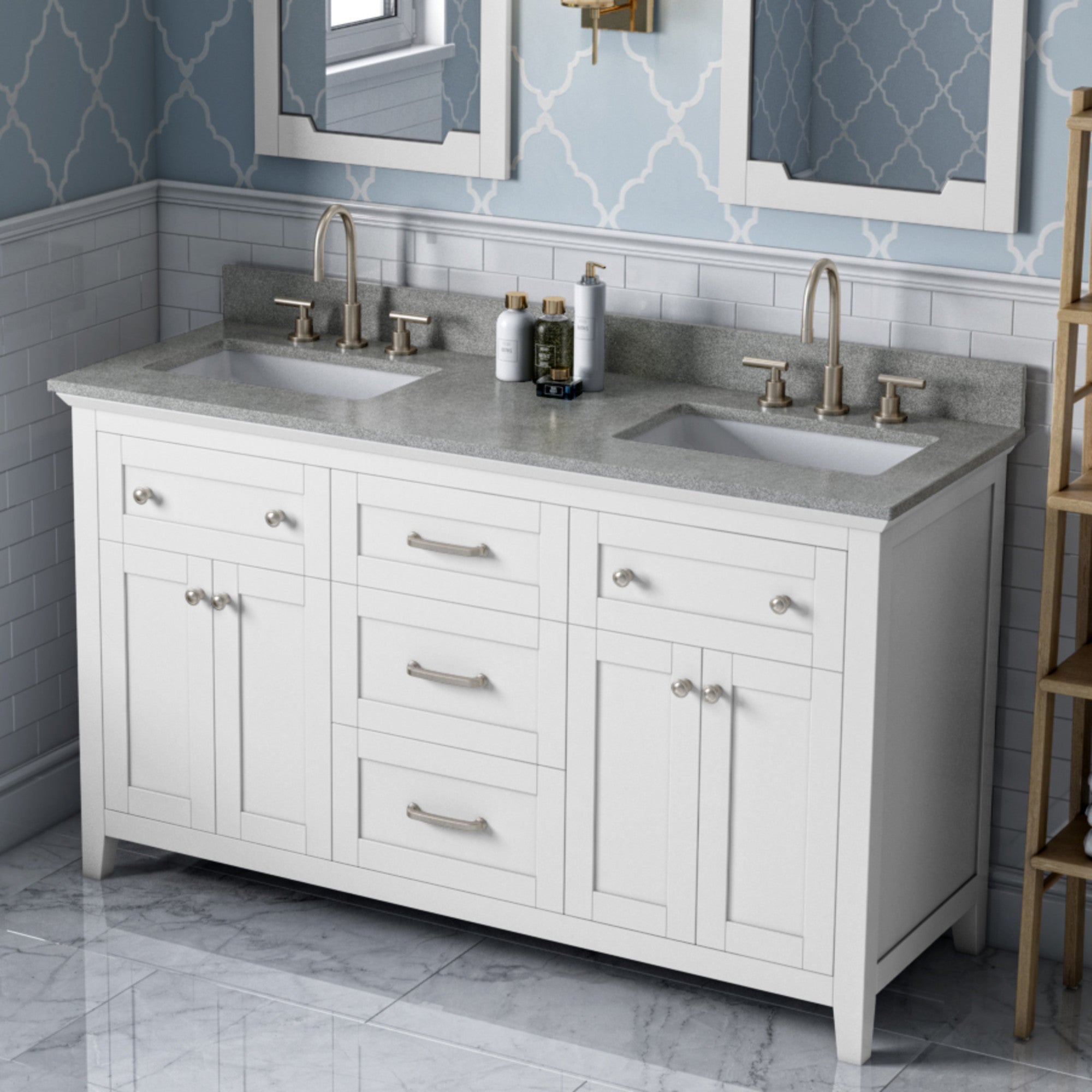 60" Chatham Vanity – Double Bowl – White