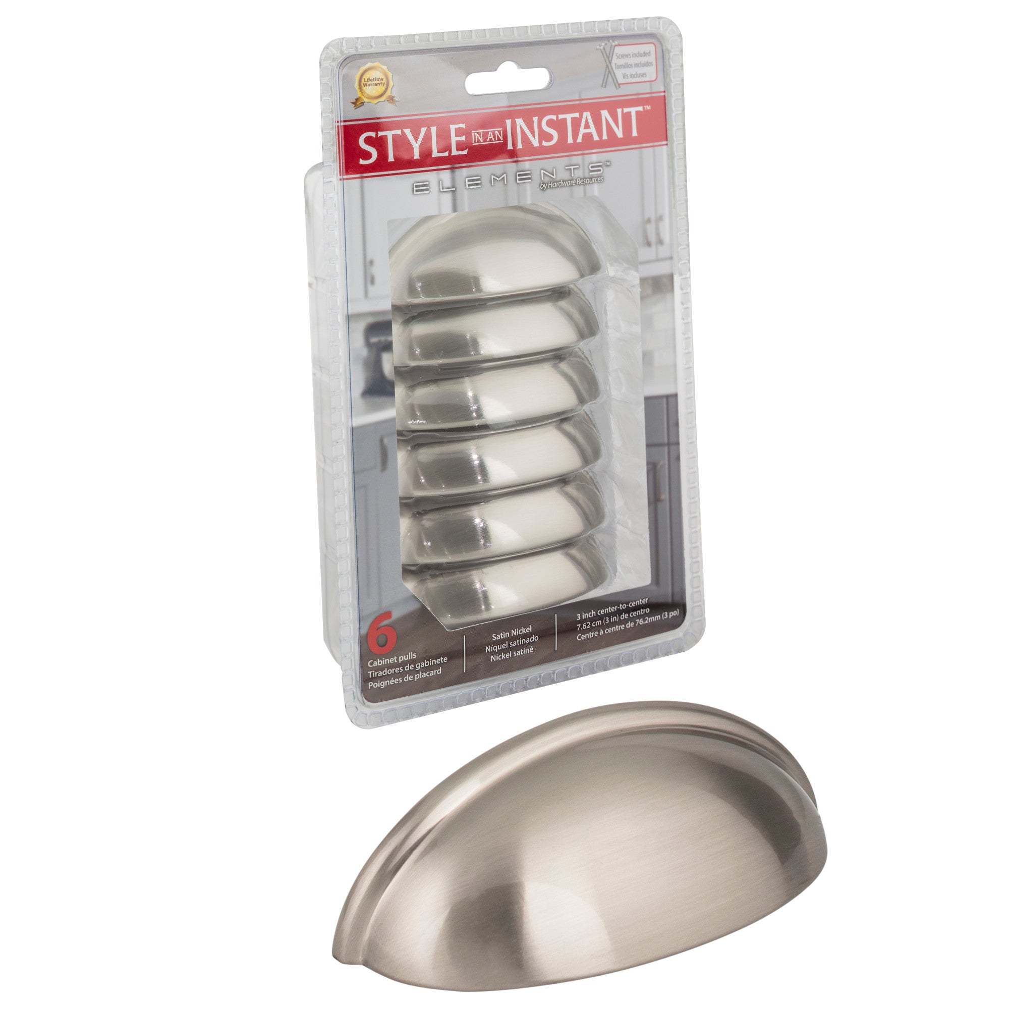 Retail Pack Hardware 3" Center-to-Center Cup/Bin Pull