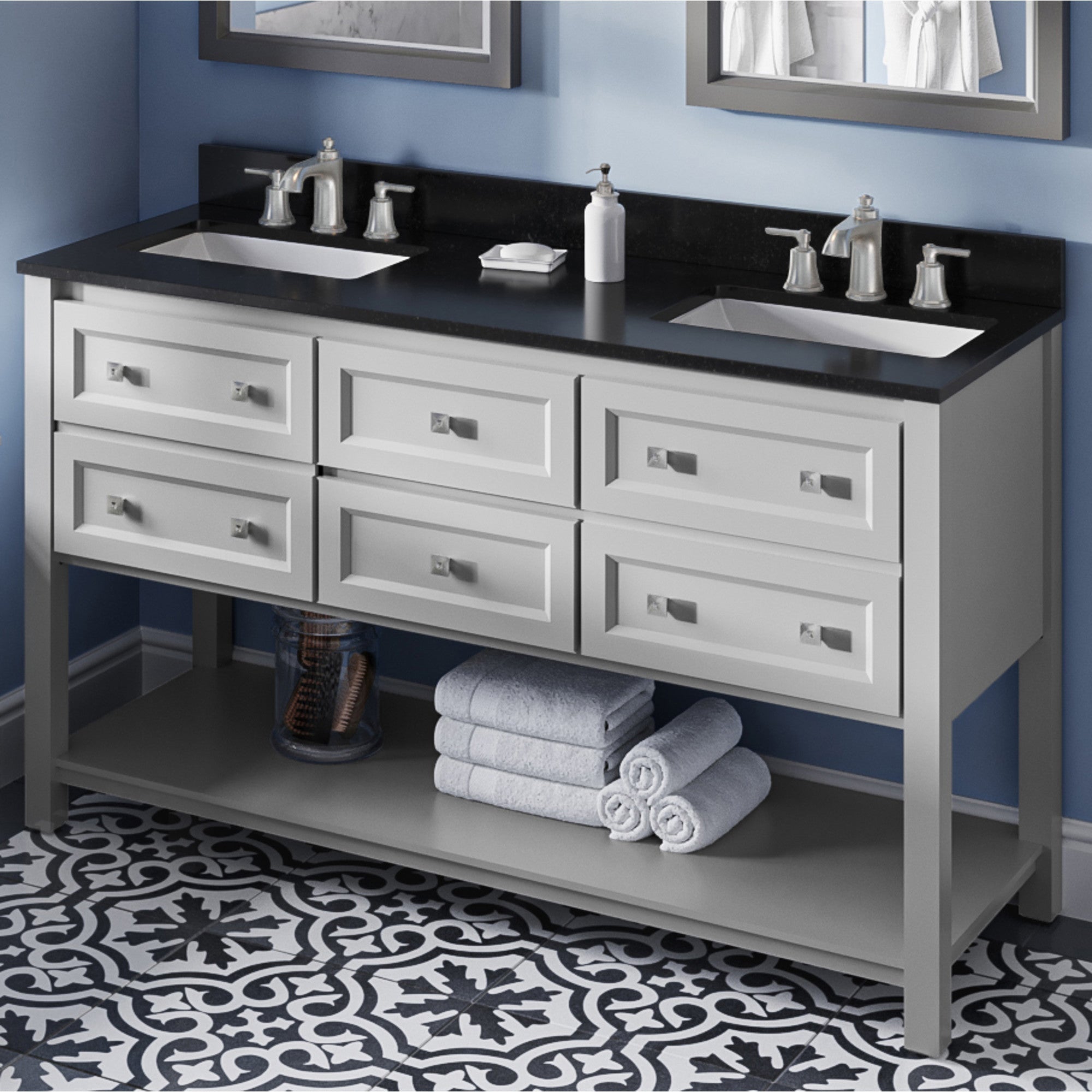 60" Adler Vanity – Double Bowl – Grey
