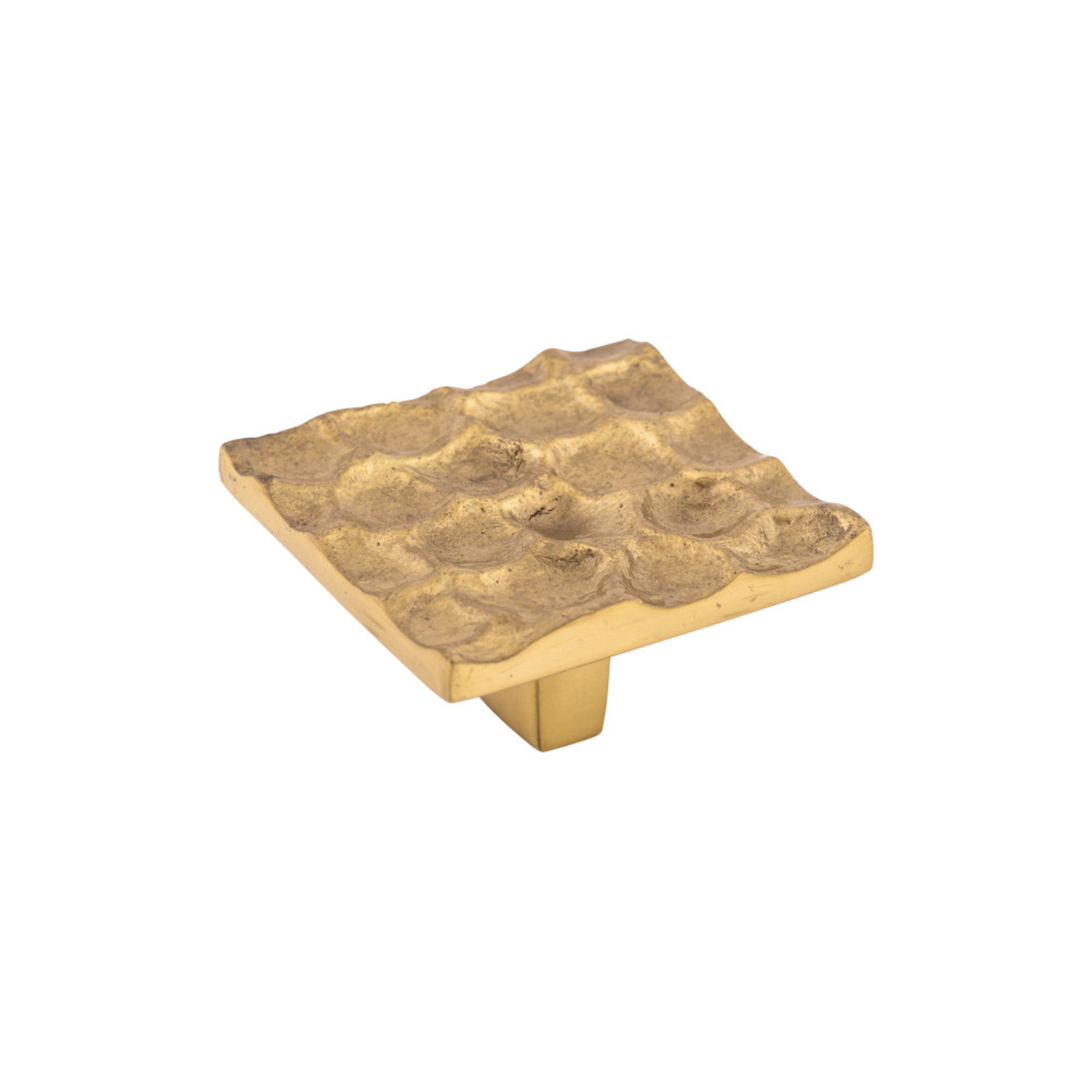 Cobblestone 1 15/16" Length Square Knob - Polished Brass