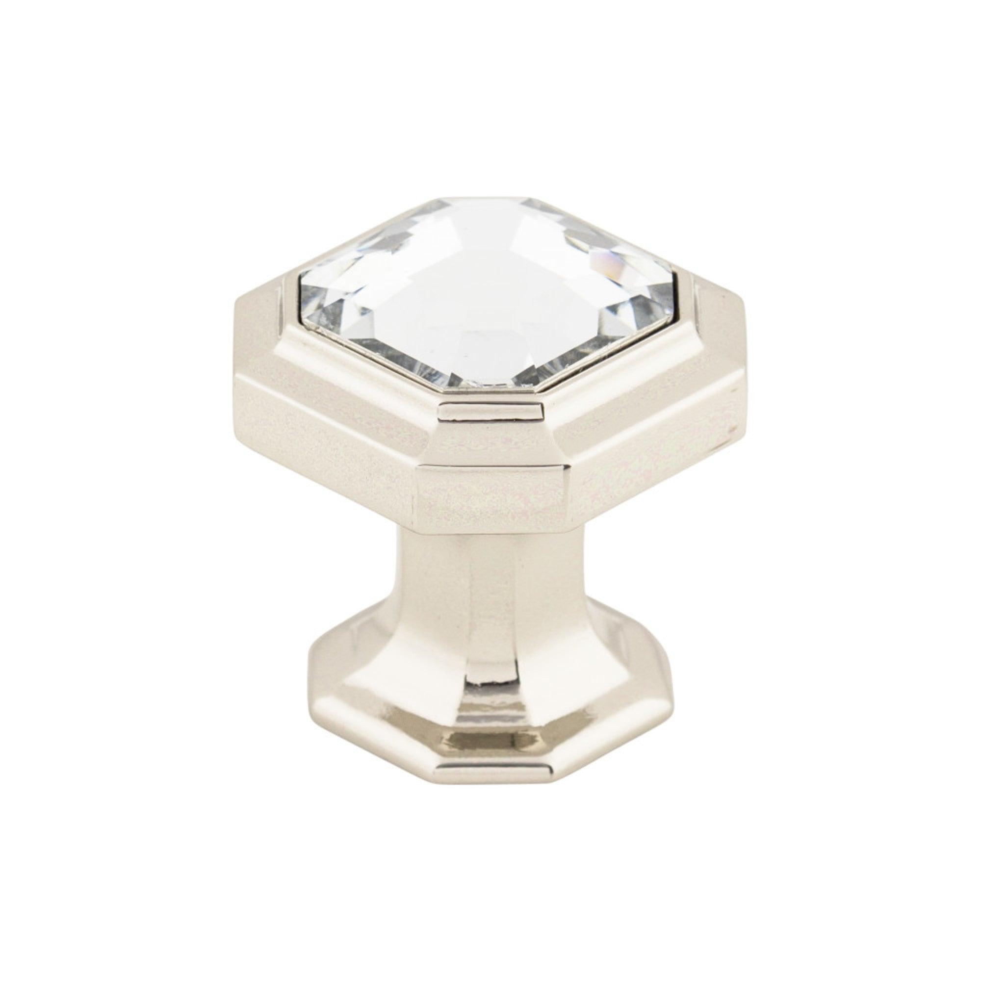 Crystal Emerald 1 1/8" Length Square Knob - Polished Nickel