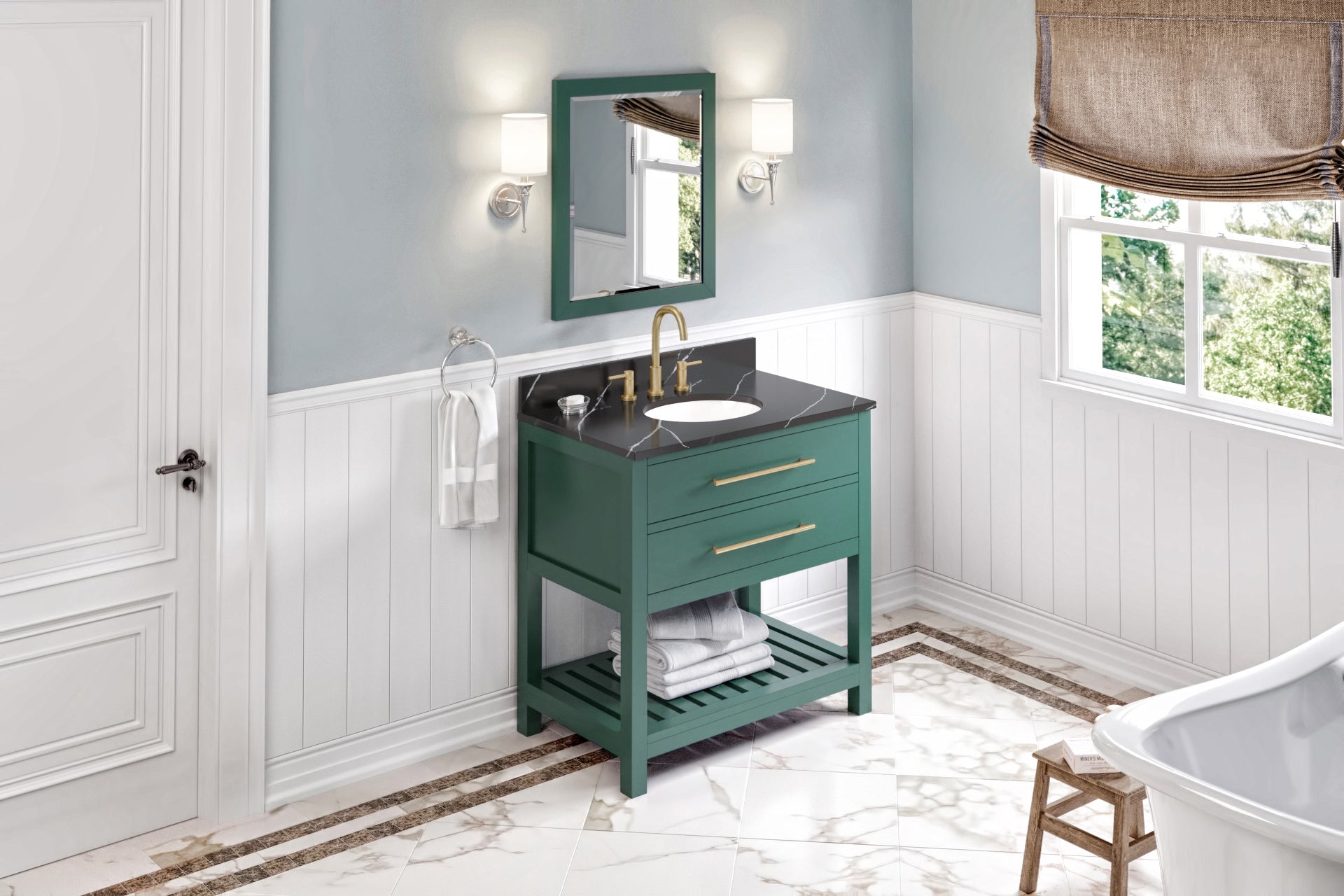 36" Wavecrest Vanity – Forest Green