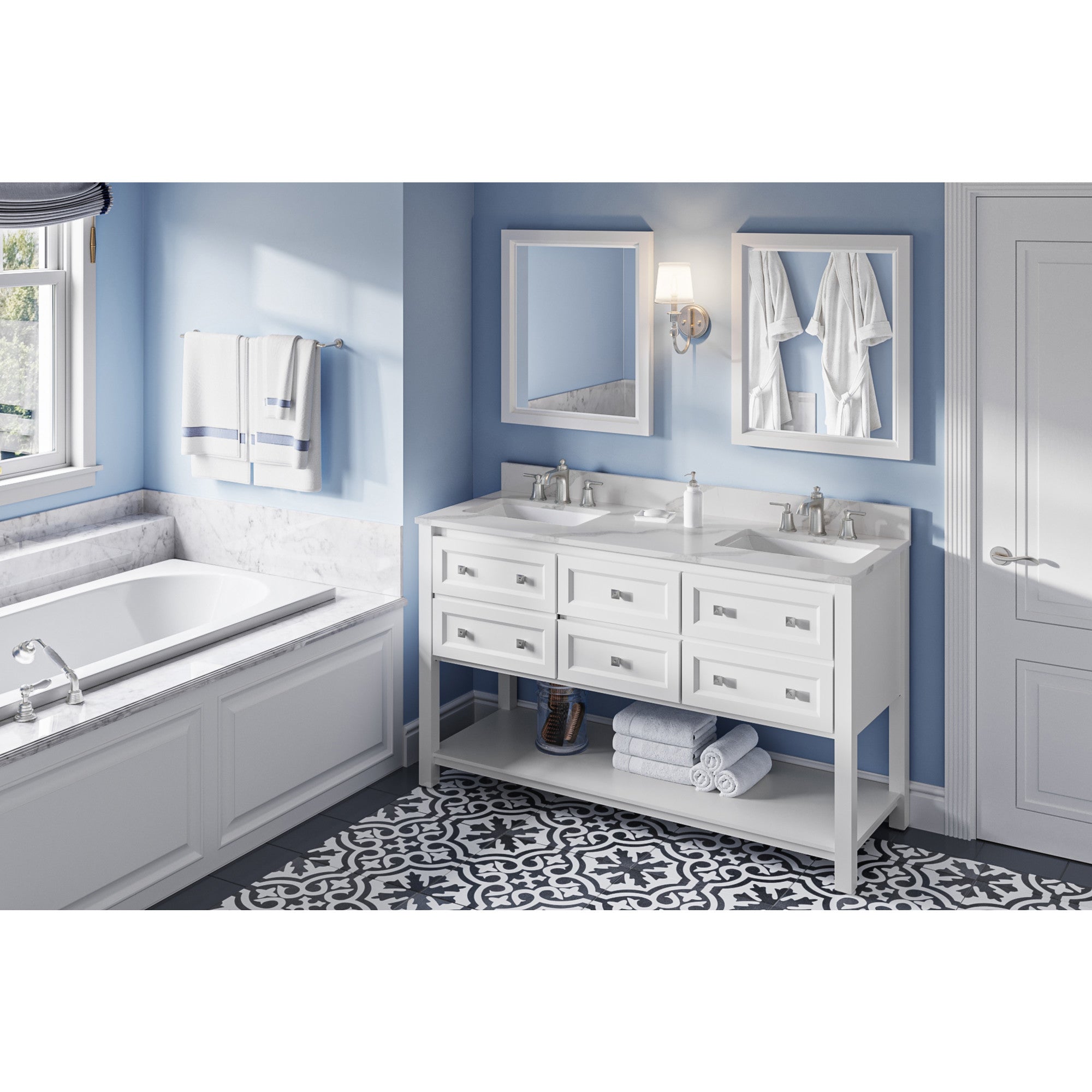 60" Adler Vanity – Double Bowl – White