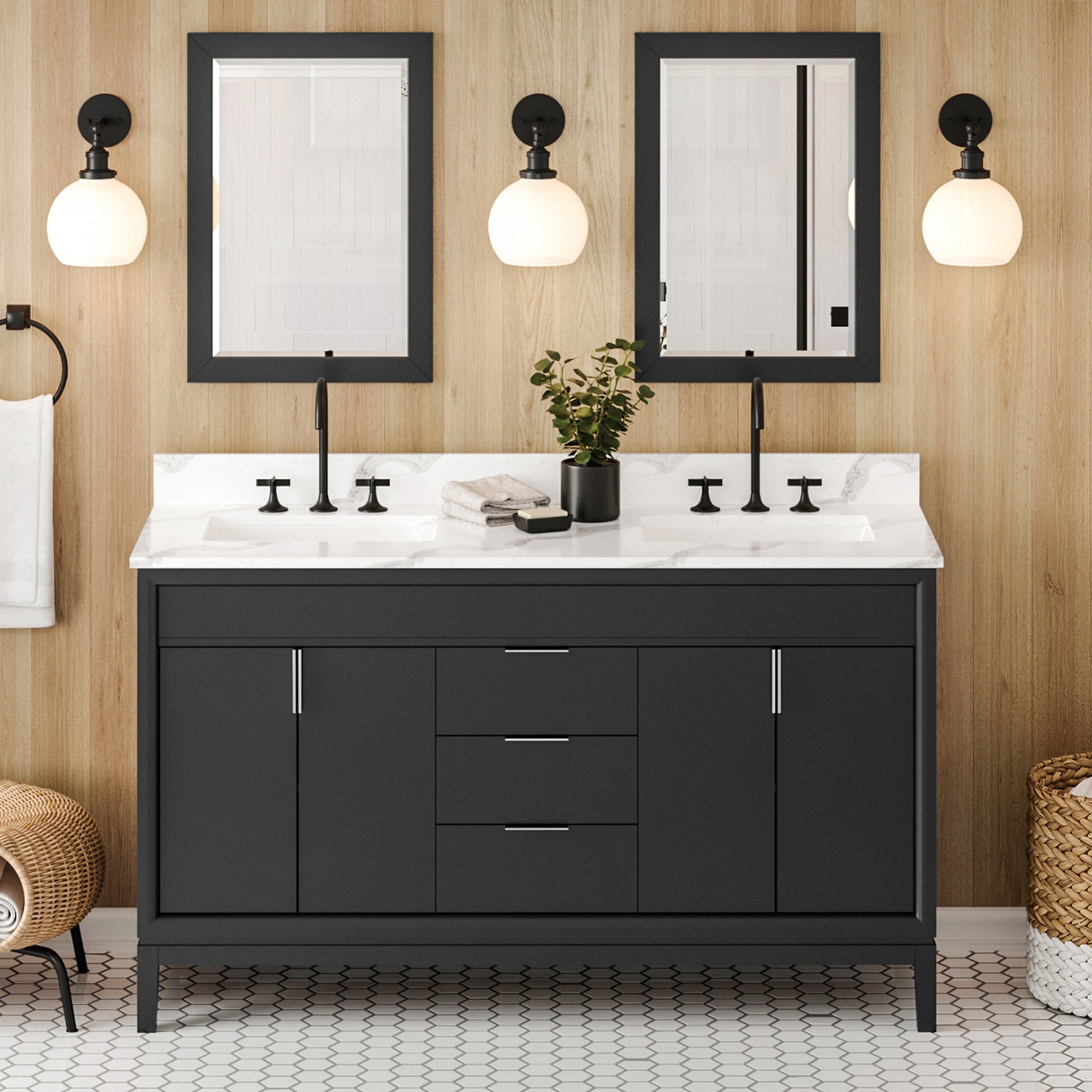 60" Theodora Vanity – Double Bowl – Black