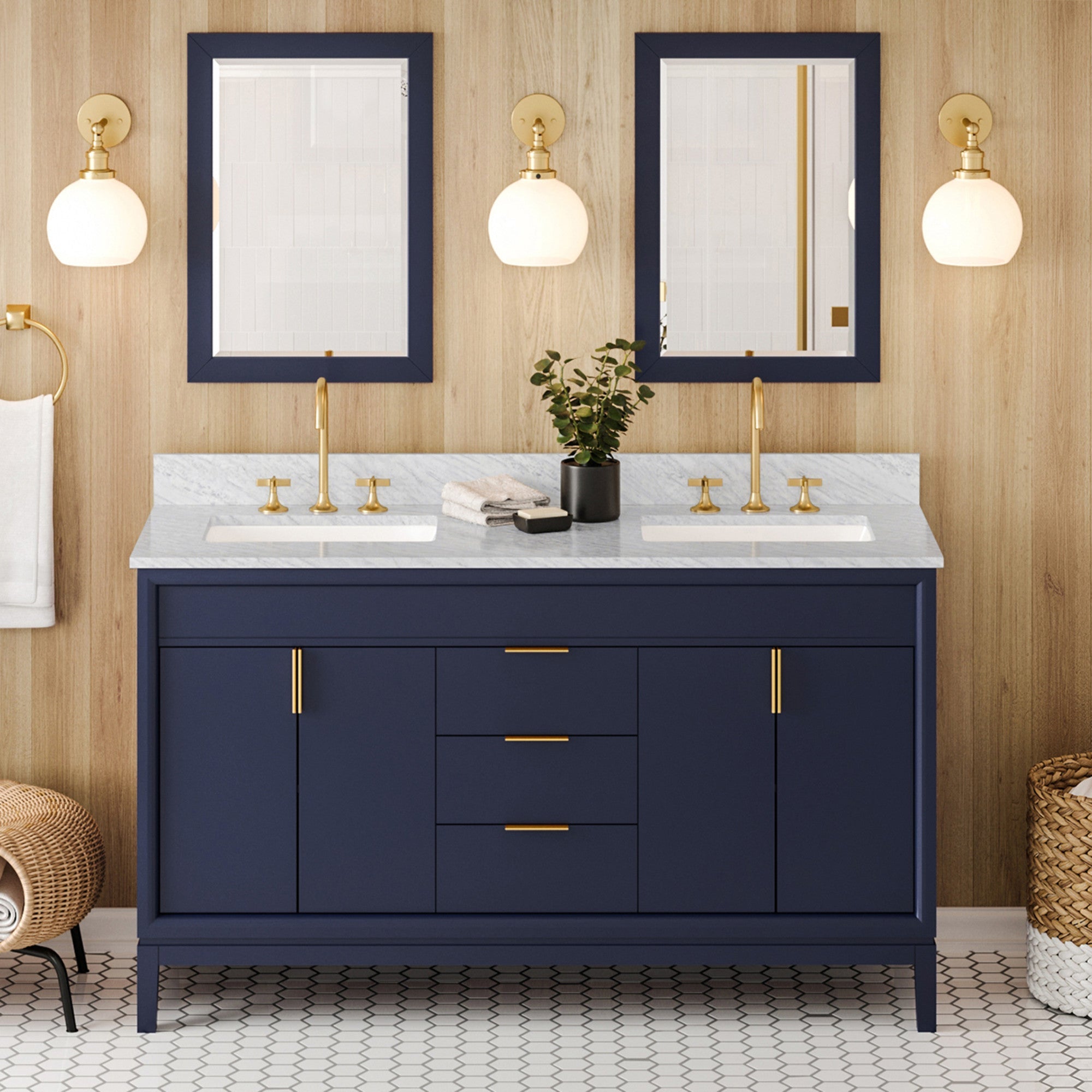 60" Theodora Vanity – Double Bowl – Hale Blue