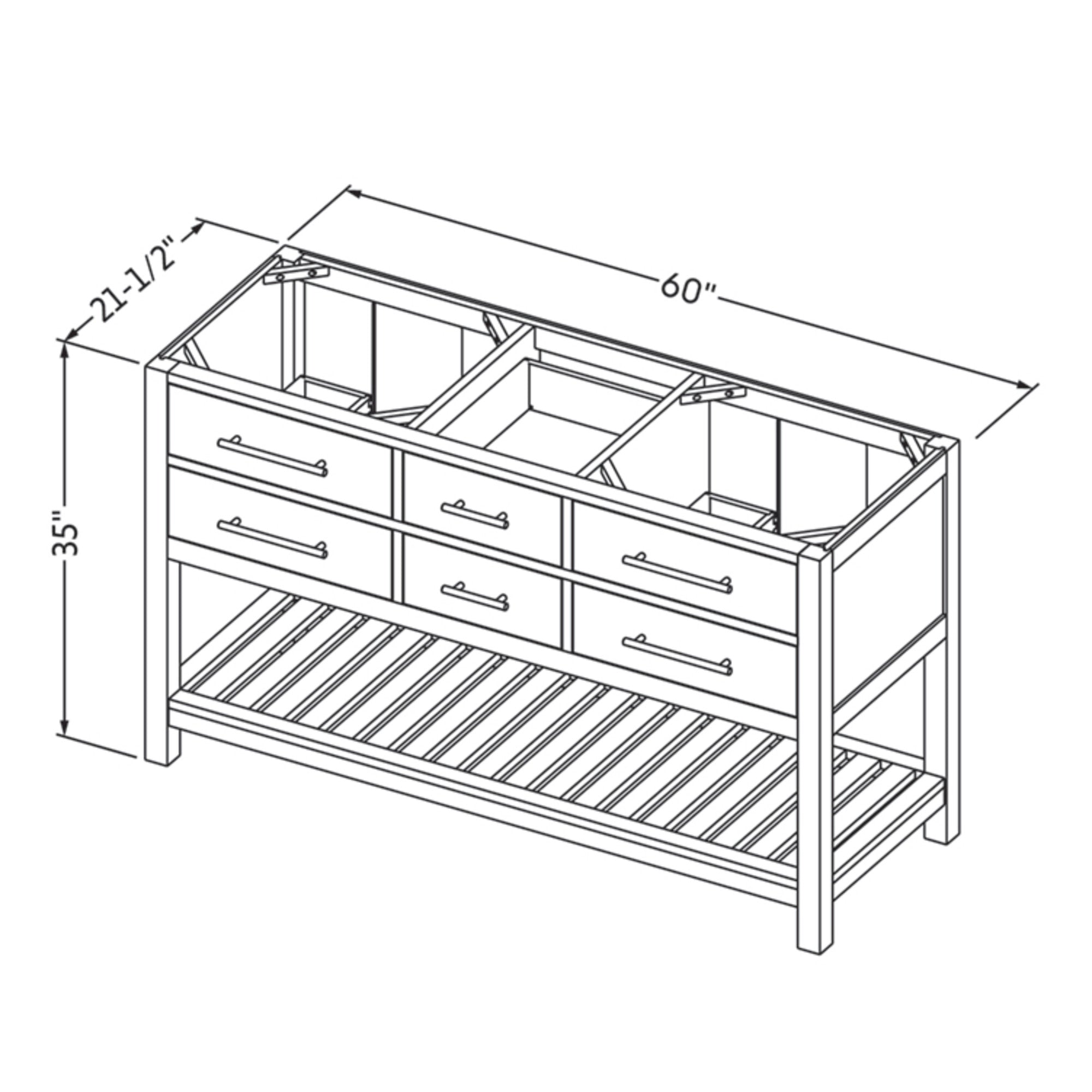 60" Wavecrest Vanity – Double Bowl – Grey