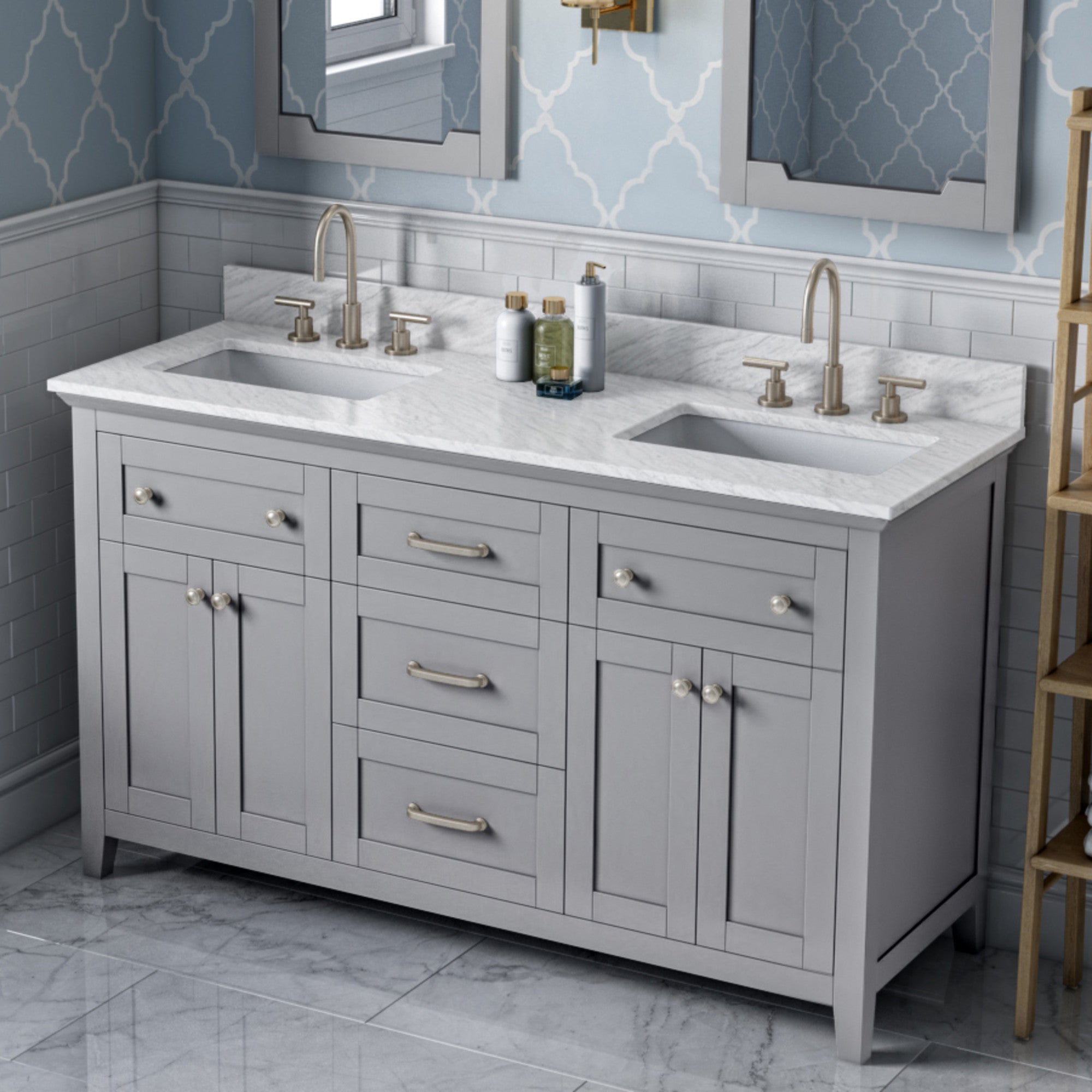 60" Chatham Vanity – Double Bowl – Grey