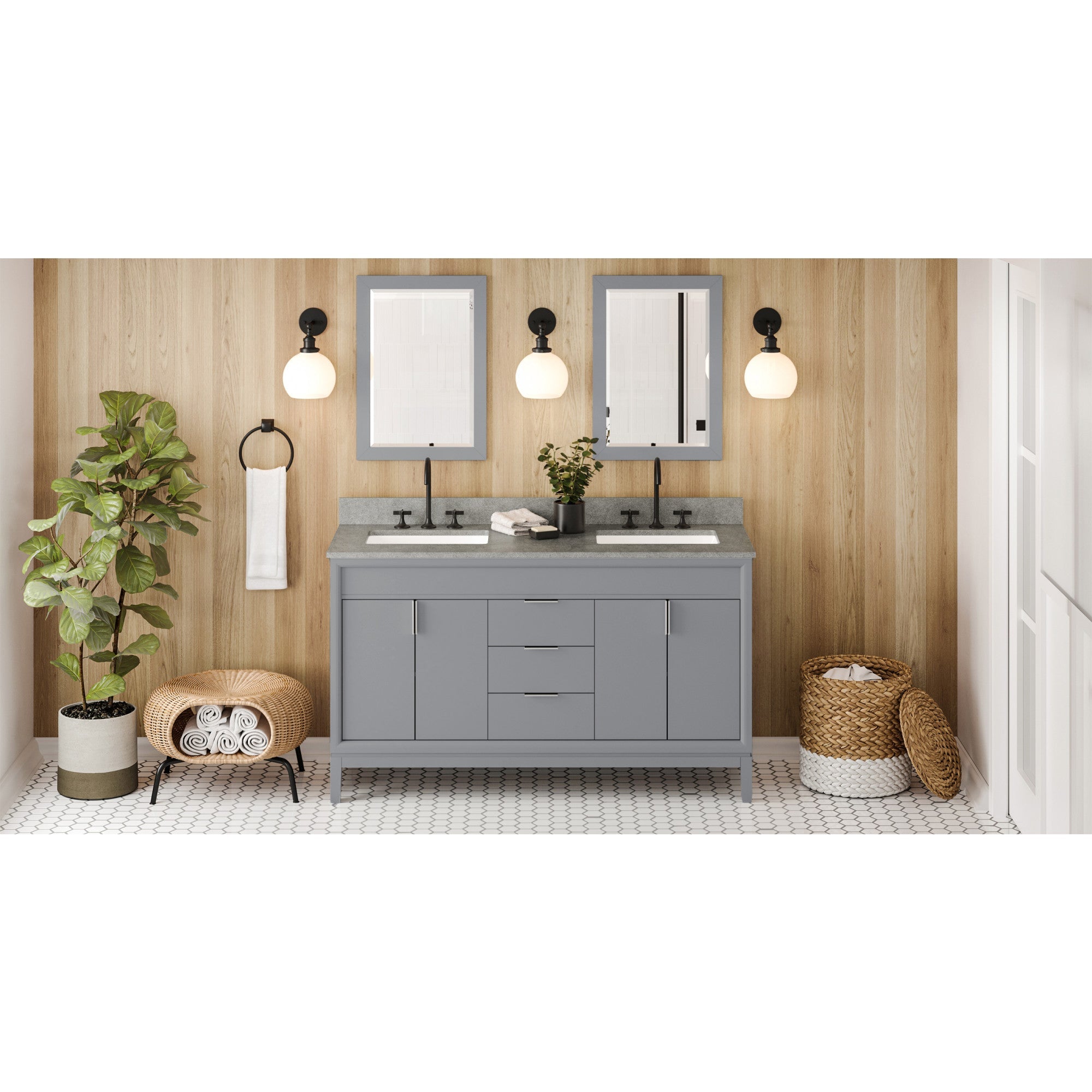 60" Theodora Vanity – Double Bowl – Grey