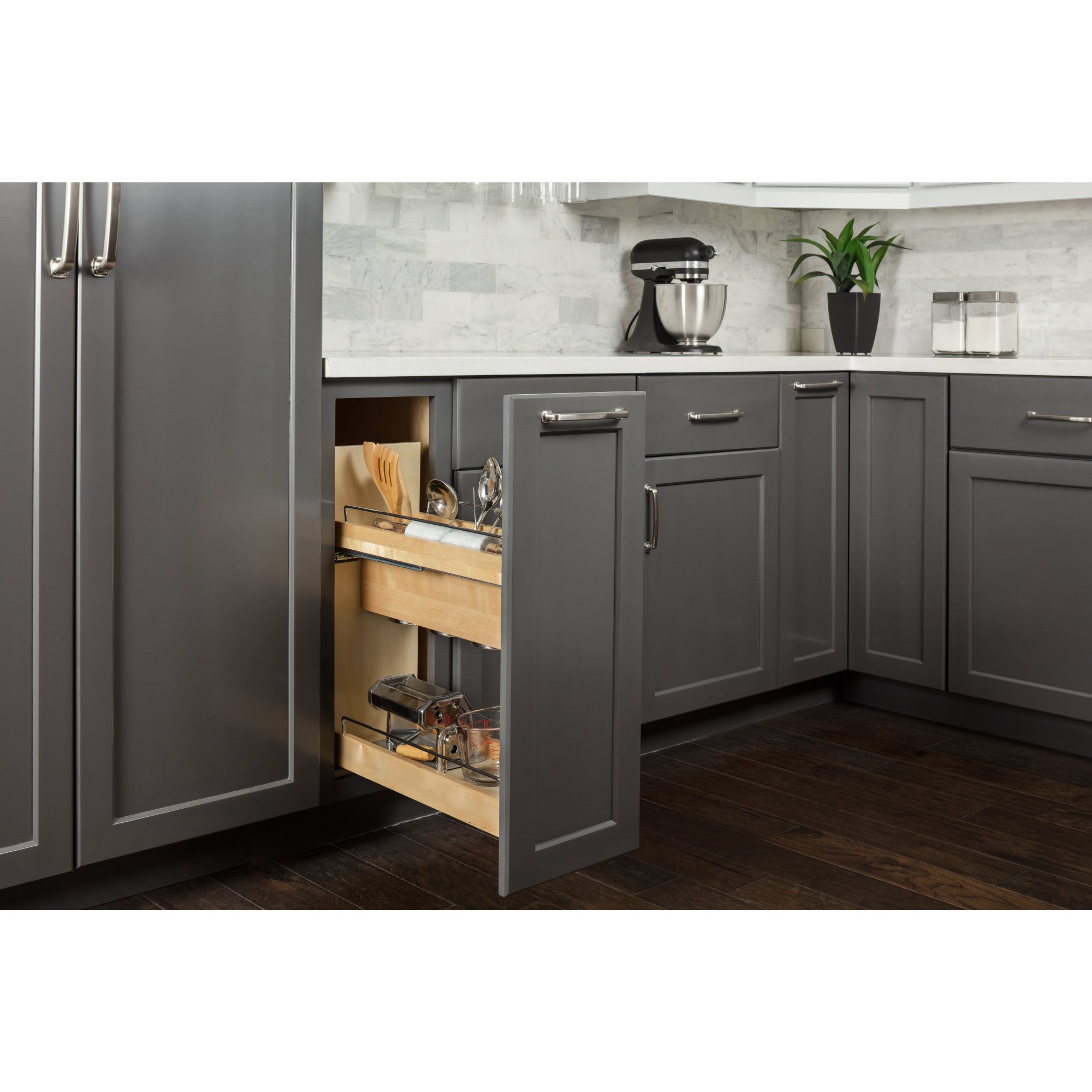 8" "No Wiggle" Utensil Bin Soft-close Base Cabinet Pullout
