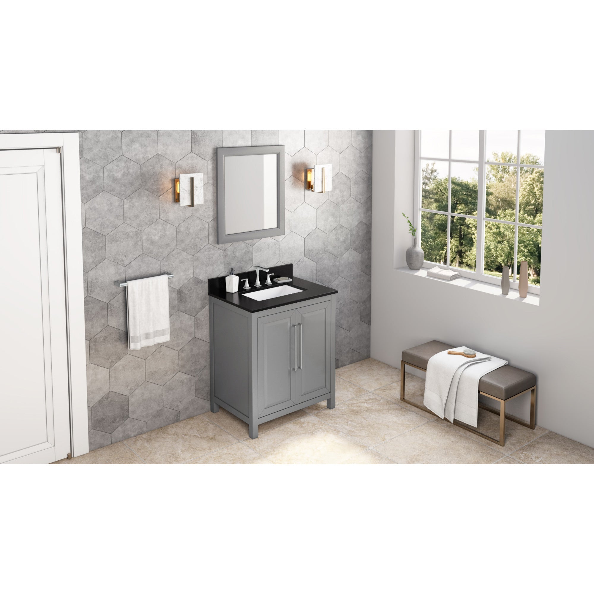 30" Cade Vanity - Grey - Black Granite