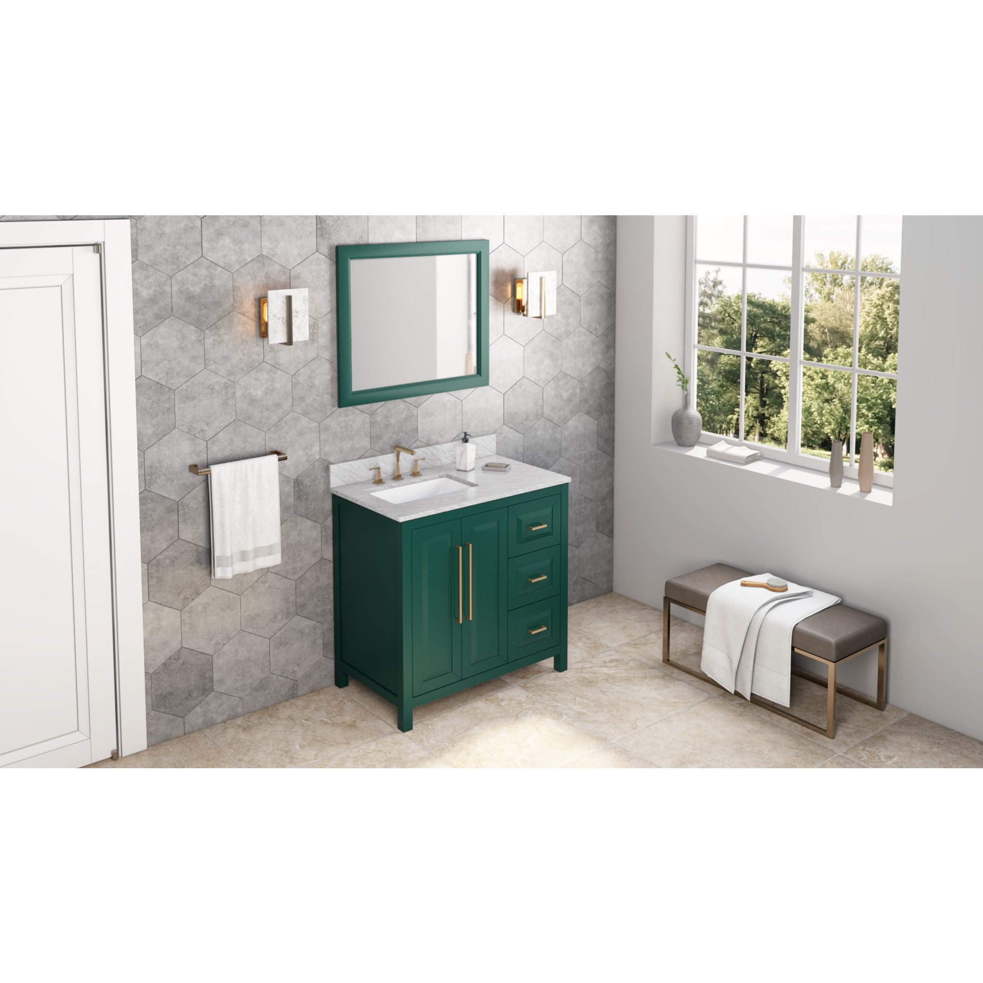 33" W x 1" D x 28" H Forest Green Cade mirror